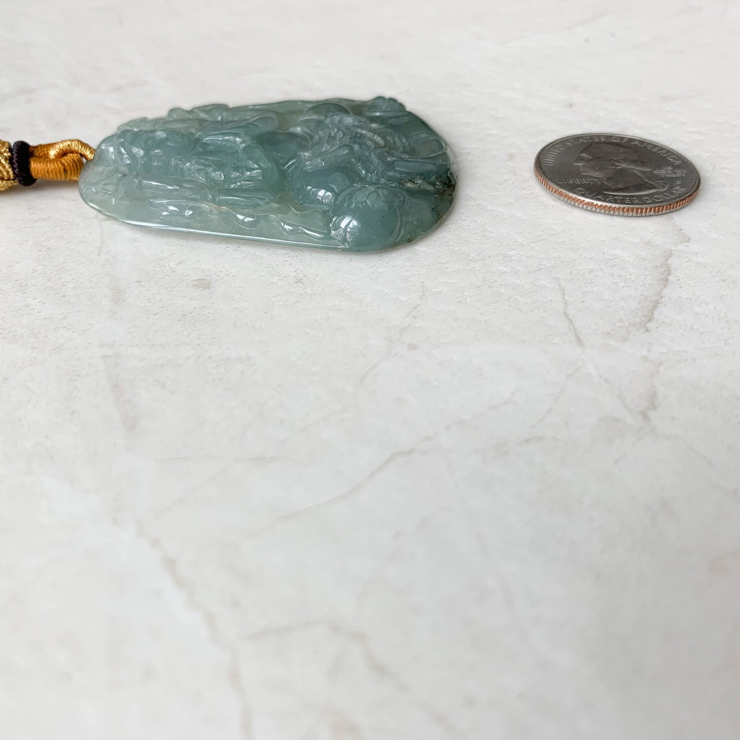 Jadeite Jade Guan Yin Avalokiteshvara Thousand Hands Carved Pendant Necklace, YJ-0321-0420066 - AriaDesignCollection