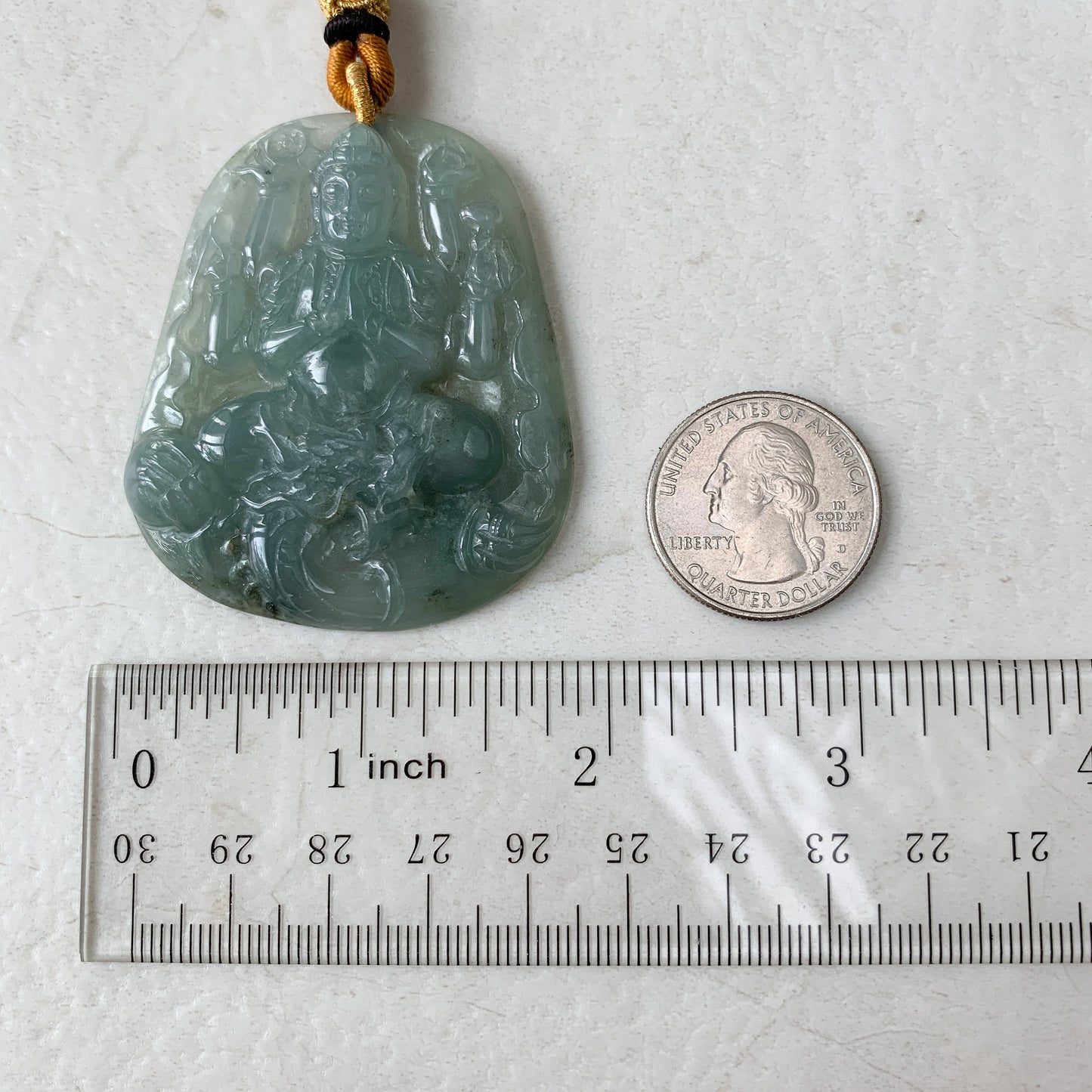 Jadeite Jade Guan Yin Avalokiteshvara Thousand Hands Carved Pendant Necklace, YJ-0321-0420066 - AriaDesignCollection