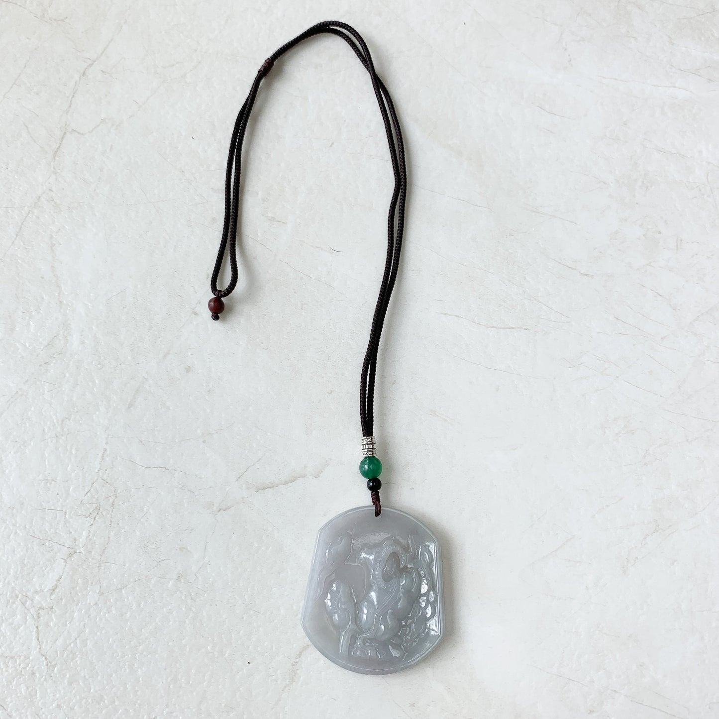 Large Ox Jadeite Jade Bull Cow Chinese Zodiac Carved Pendant Necklace, Icy Translucent, YJ-0321-0444208 - AriaDesignCollection