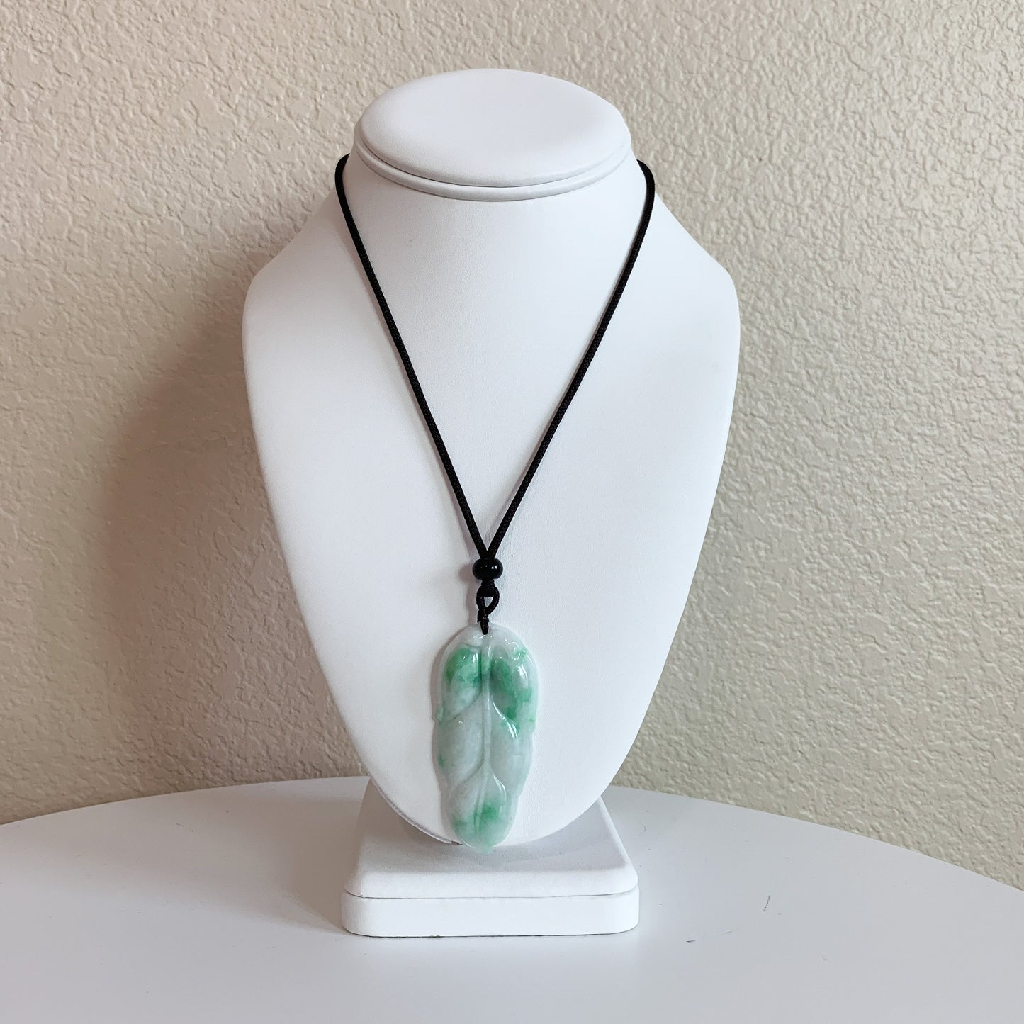 Jadeite Jade Leaf Minimalist Pendant Hand Carved Necklace, YJ-0321-0383849-2 - AriaDesignCollection
