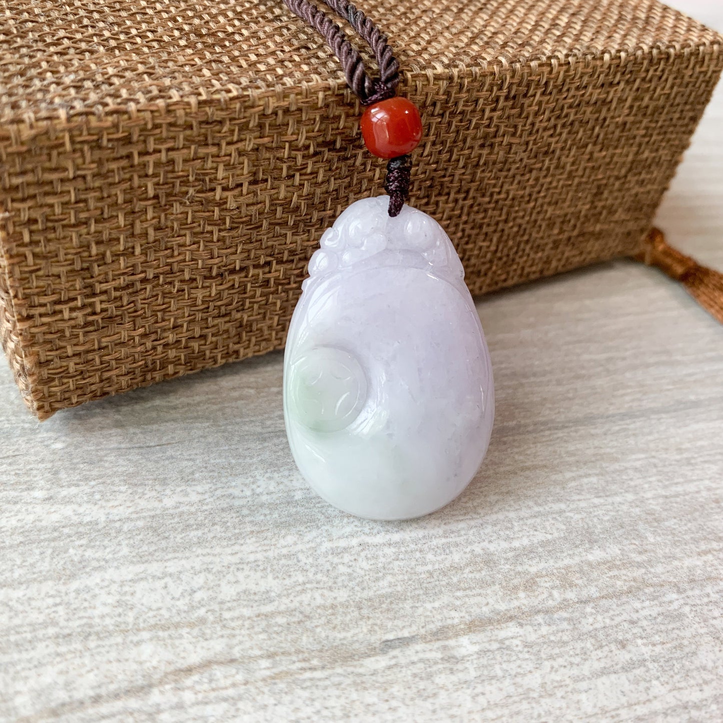 Purple Jadeite Jade Lucky Shell Pendant Hand Carved Necklace, YJ-0321-0384511 - AriaDesignCollection