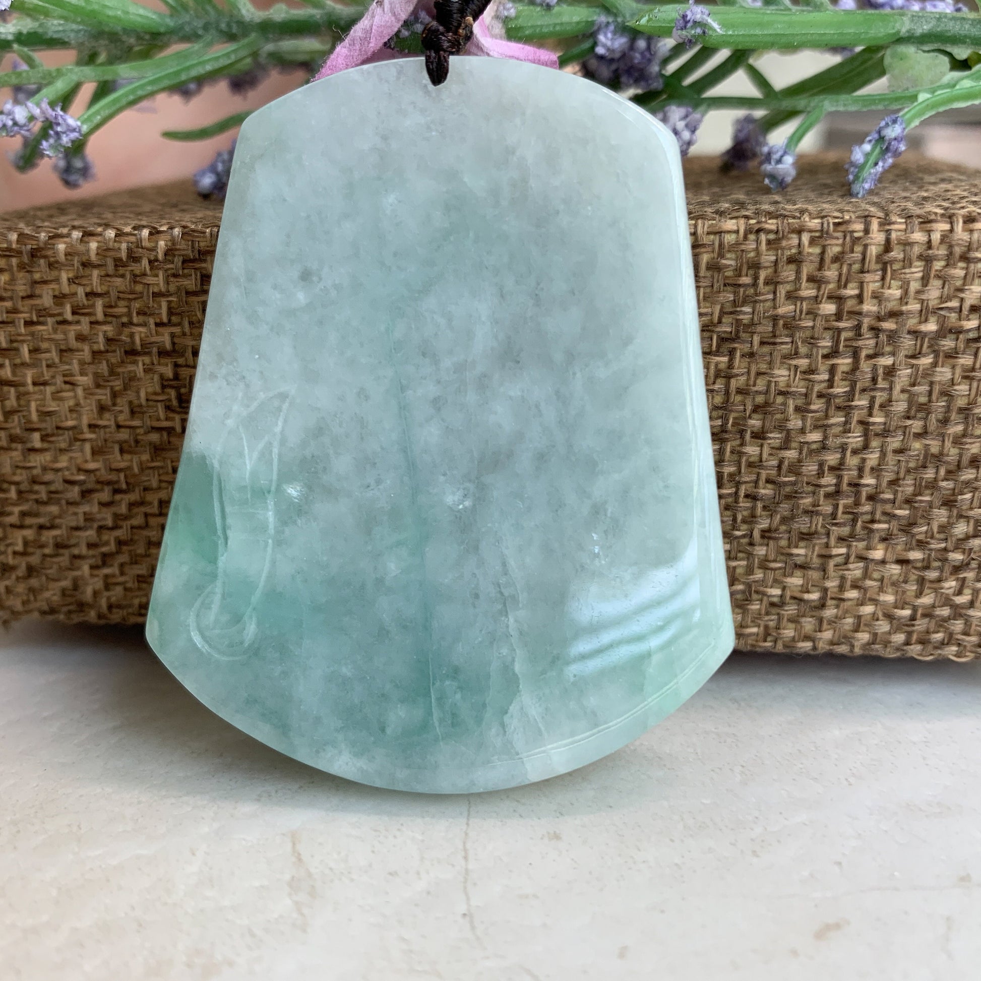 Jadeite Jade Landscape Mountain Forest River Scenery Hand Carved Pendant Necklace, YJ-0321-0320091 - AriaDesignCollection