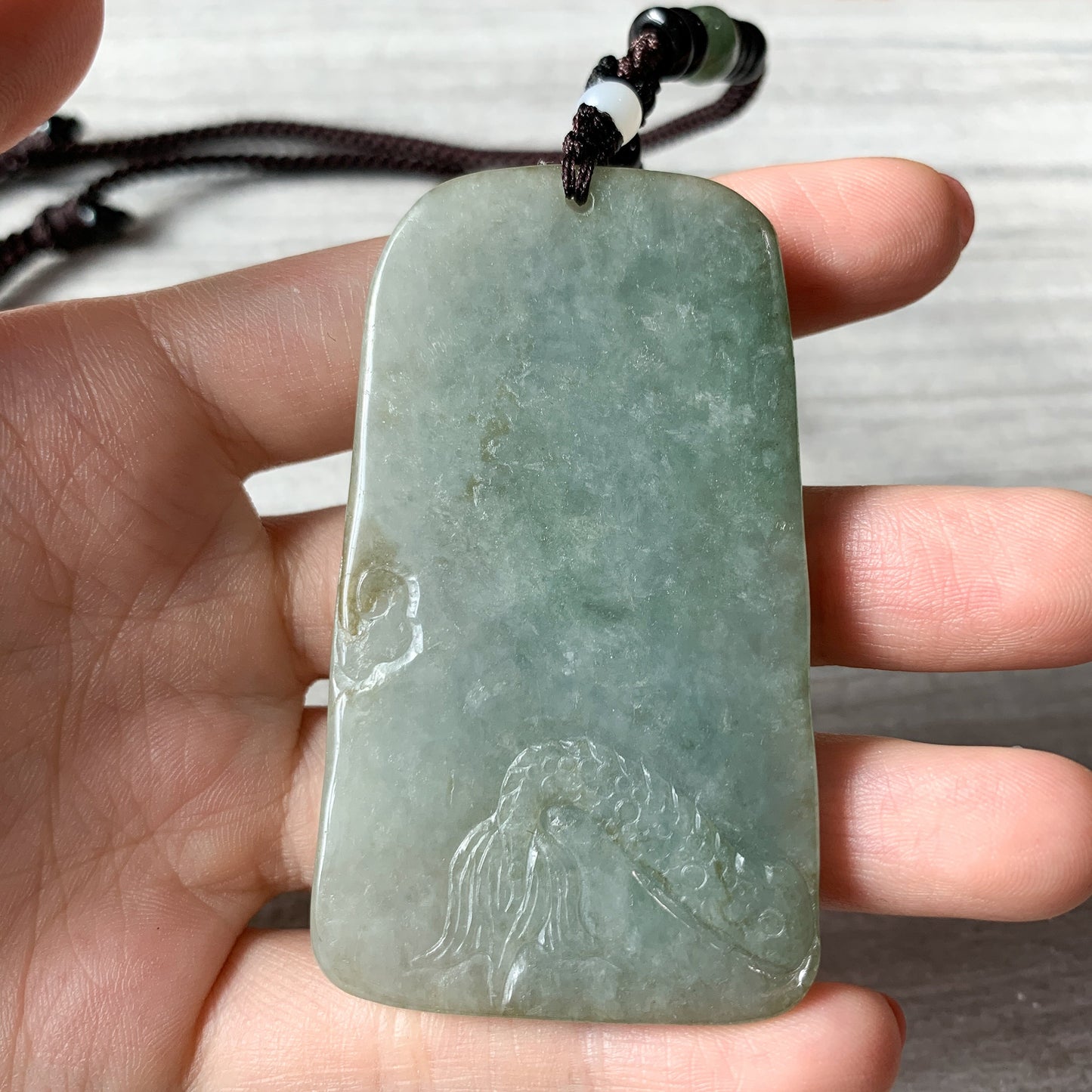 Jadeite Jade Dragon Chinese Zodiac Hand Carved Pendant Necklace, YJ-0321-0466112 - AriaDesignCollection
