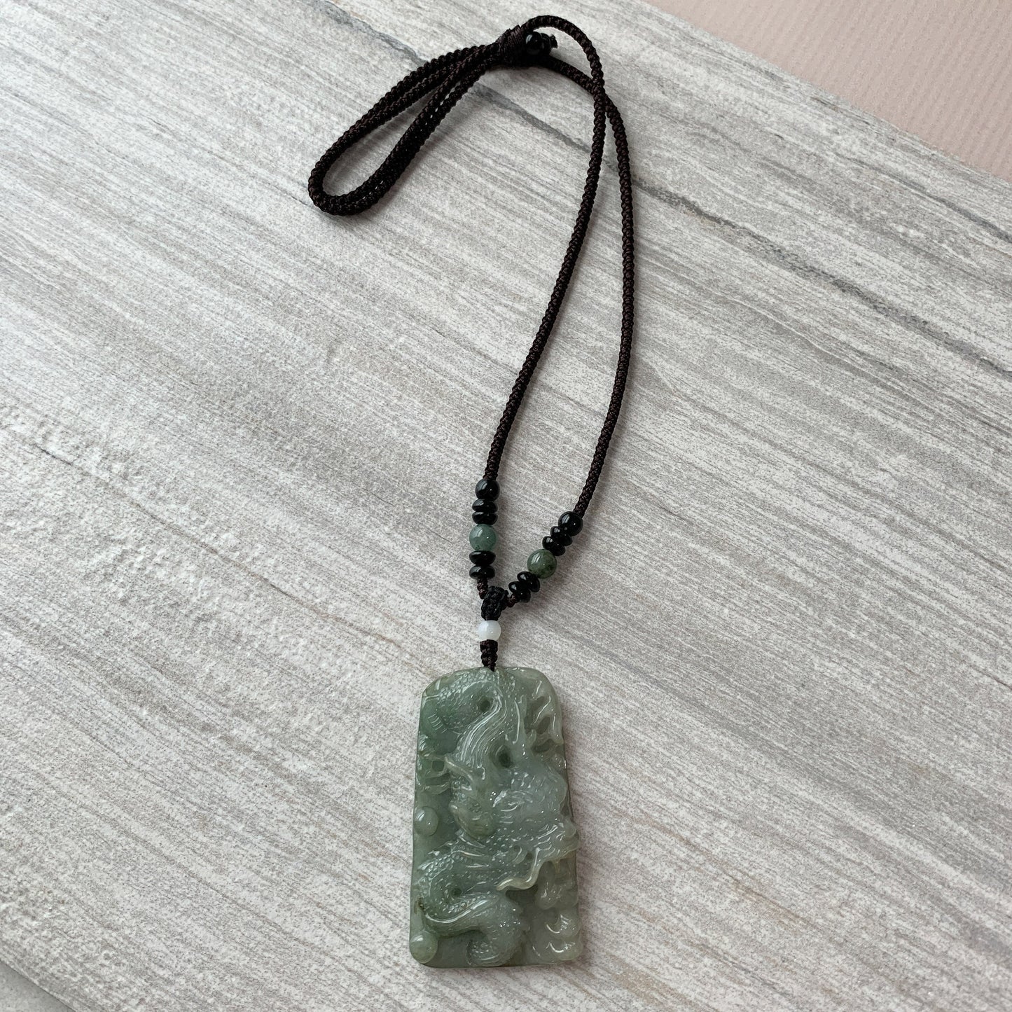 Jadeite Jade Dragon Chinese Zodiac Hand Carved Pendant Necklace, YJ-0321-0466112 - AriaDesignCollection