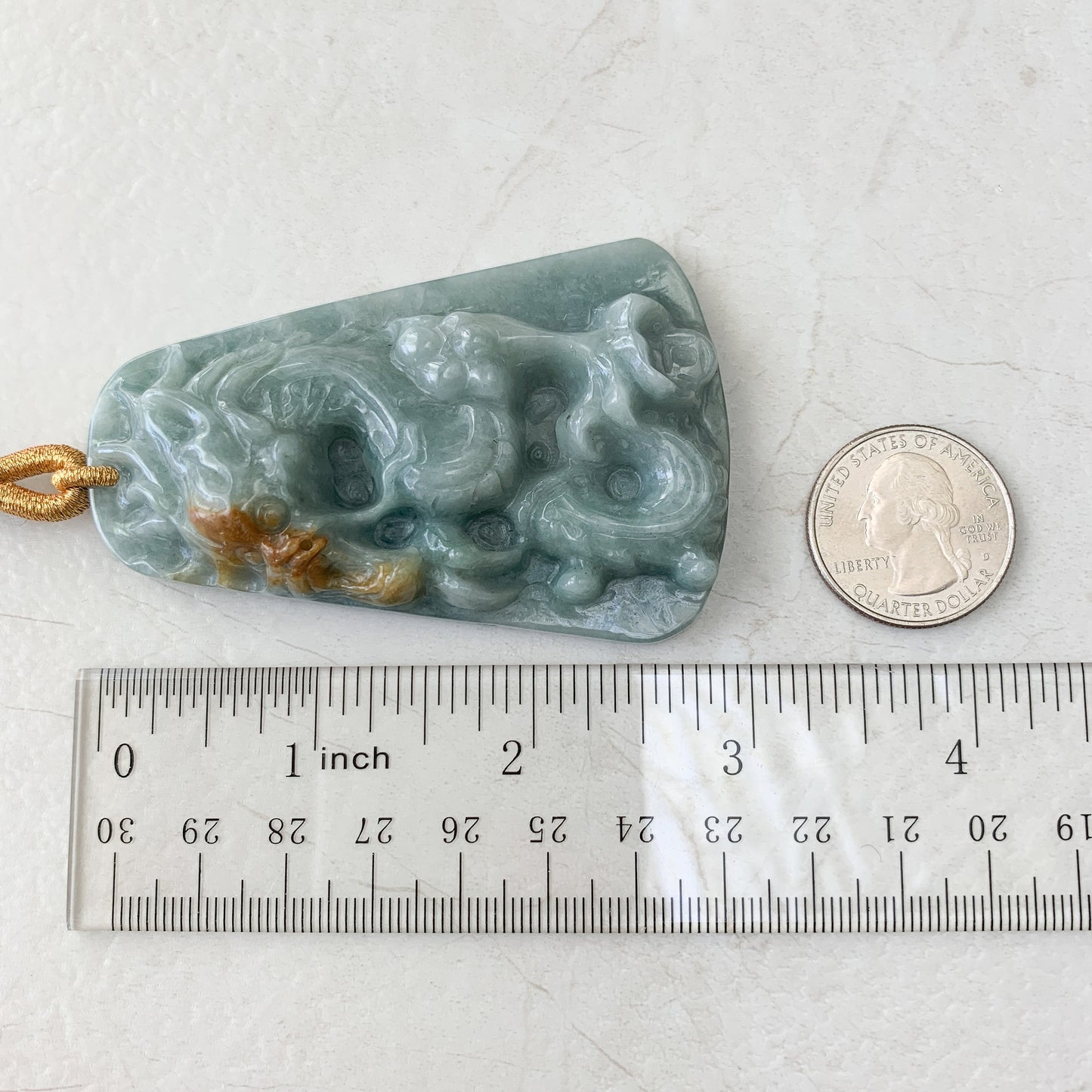 Large Jadeite Jade Dragon Chinese Zodiac Hand Carved Pendant Necklace, YJ-0321-0463708 - AriaDesignCollection