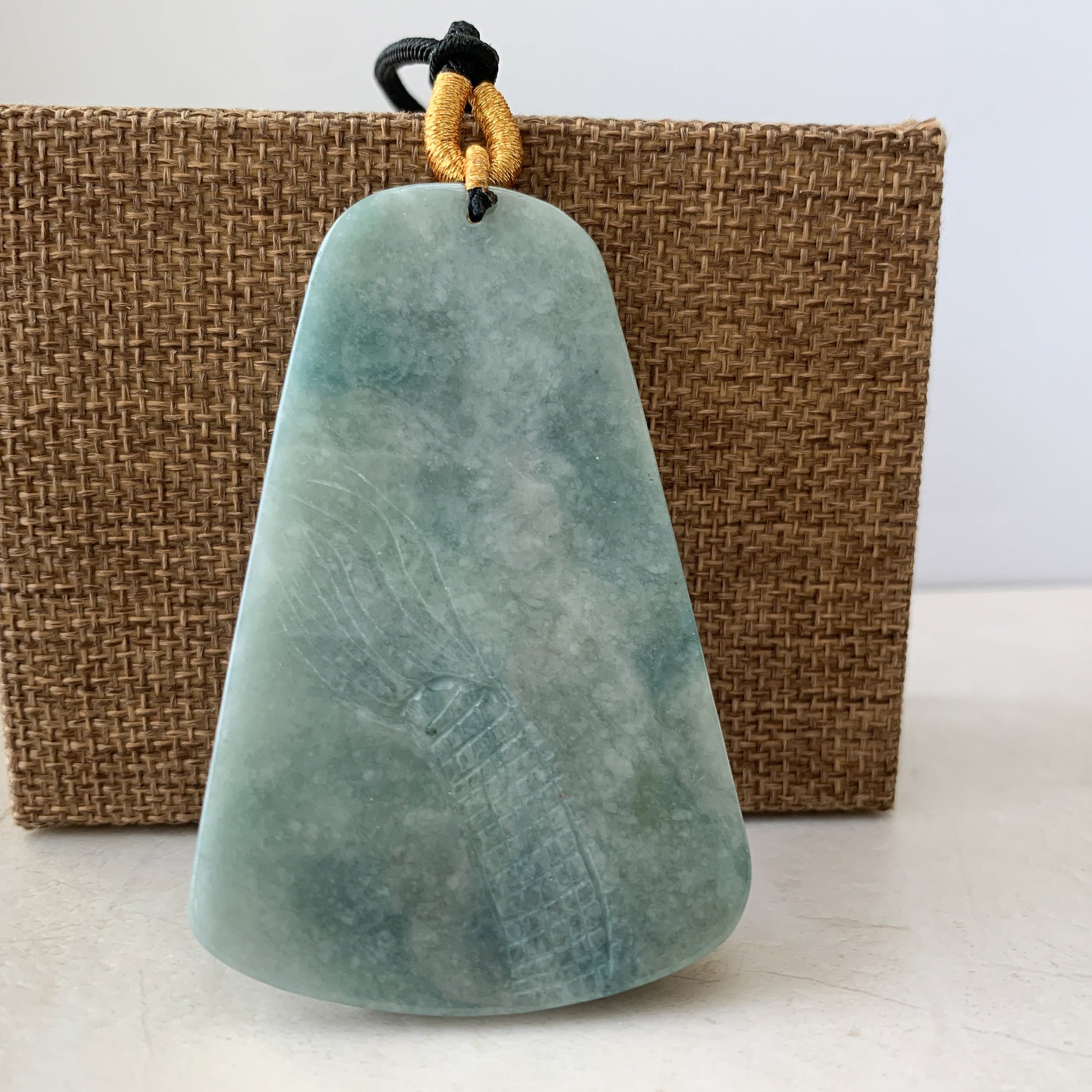 Large Jadeite Jade Dragon Chinese Zodiac Hand Carved Pendant Necklace, YJ-0321-0463708 - AriaDesignCollection