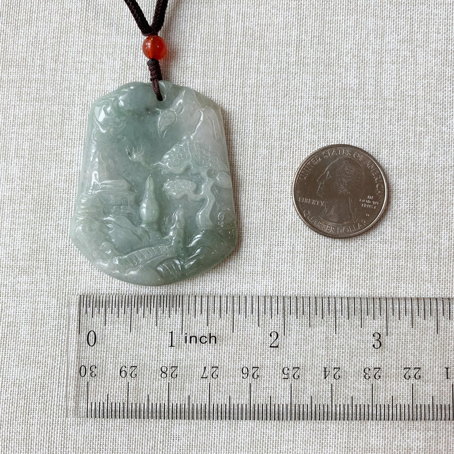 Green Tree pendant, Jadeite Jade, Mountain Forest River Scenery Hand Carved Pendant Necklace, YJ-0321-0234385-2 - AriaDesignCollection