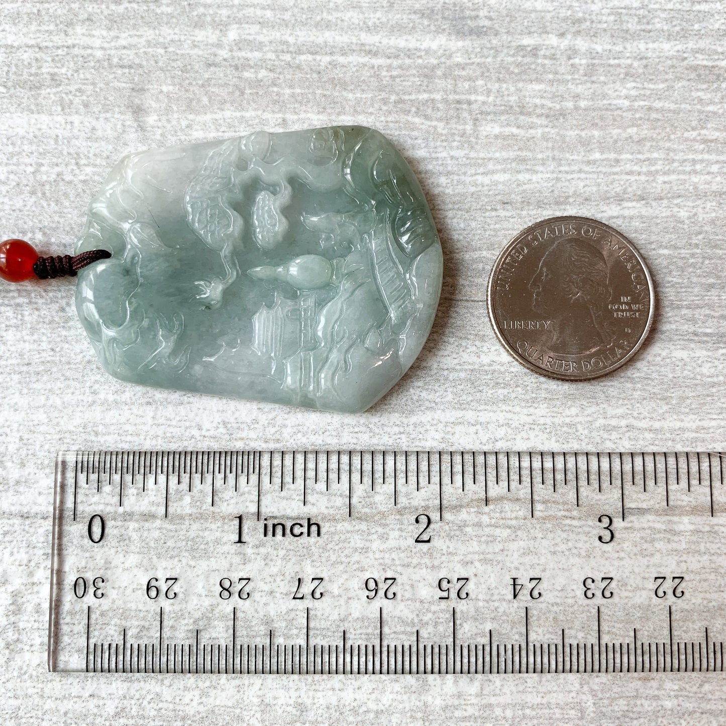 Green Tree pendant, Jadeite Jade, Mountain Forest River Scenery Hand Carved Pendant Necklace, YJ-0321-0234385-2 - AriaDesignCollection