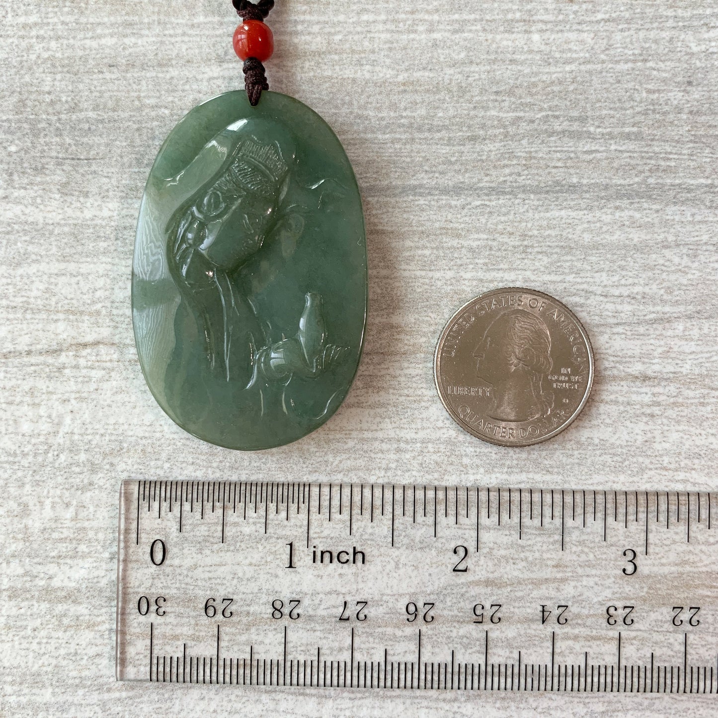 Jadeite Jade Guan Yin Avalokiteshvara Hand Carved Pendant Necklace, Quan Am, YJ-0321-0322913 - AriaDesignCollection