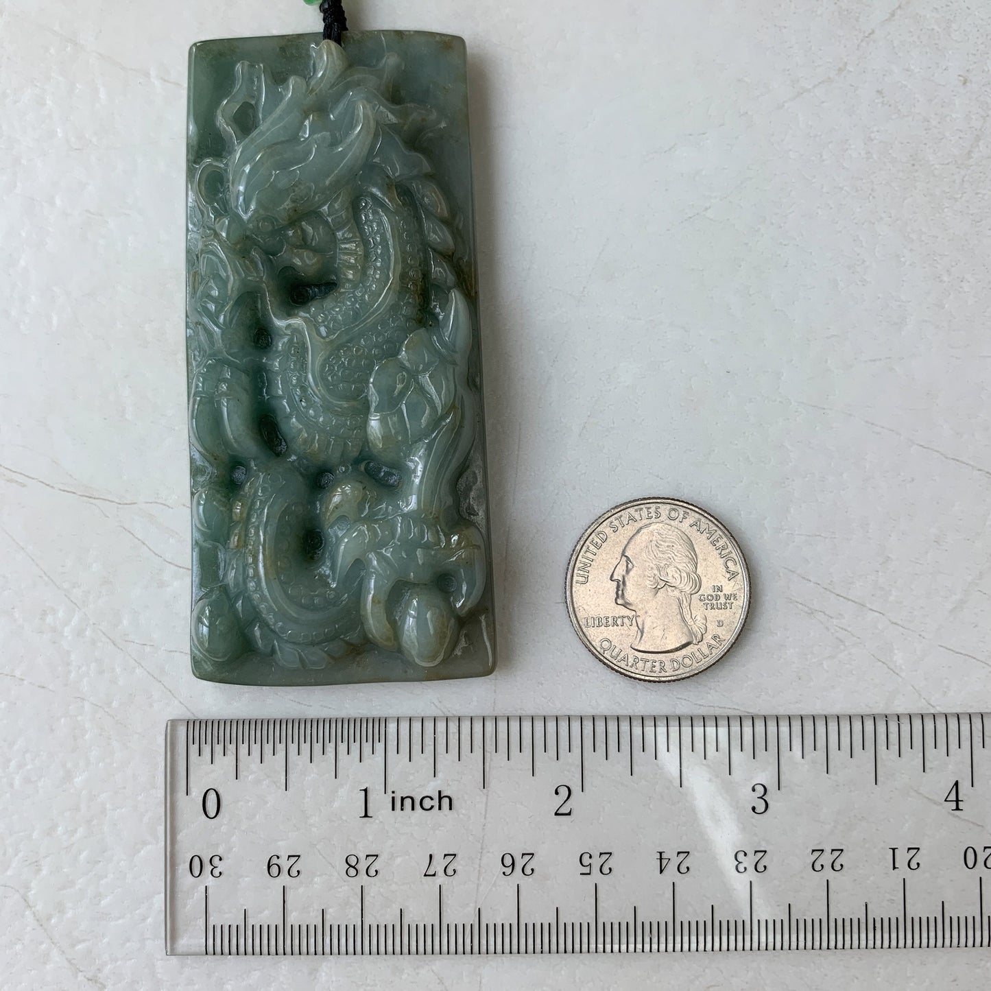Large Jadeite Jade Dragon Chinese Zodiac Hand Carved Pendant Necklace, YJ-0321-0333009 - AriaDesignCollection