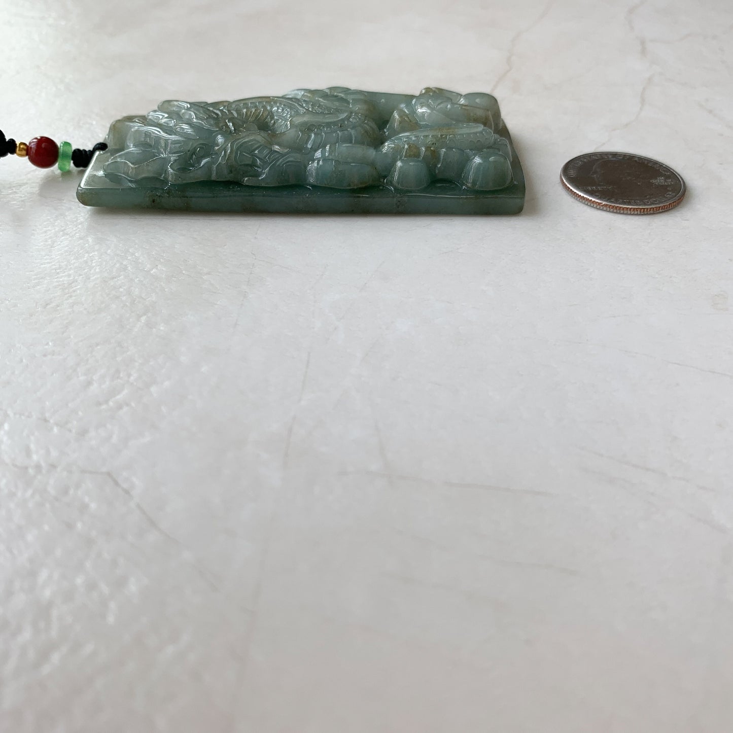 Large Jadeite Jade Dragon Chinese Zodiac Hand Carved Pendant Necklace, YJ-0321-0333009 - AriaDesignCollection