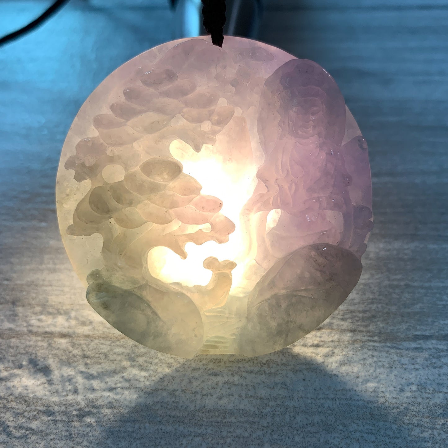 Jadeite Jade Guan Yin Mountain Landscape Avalokiteshvara Hand Carved Pendant Necklace, YJ-0321-0317674 - AriaDesignCollection