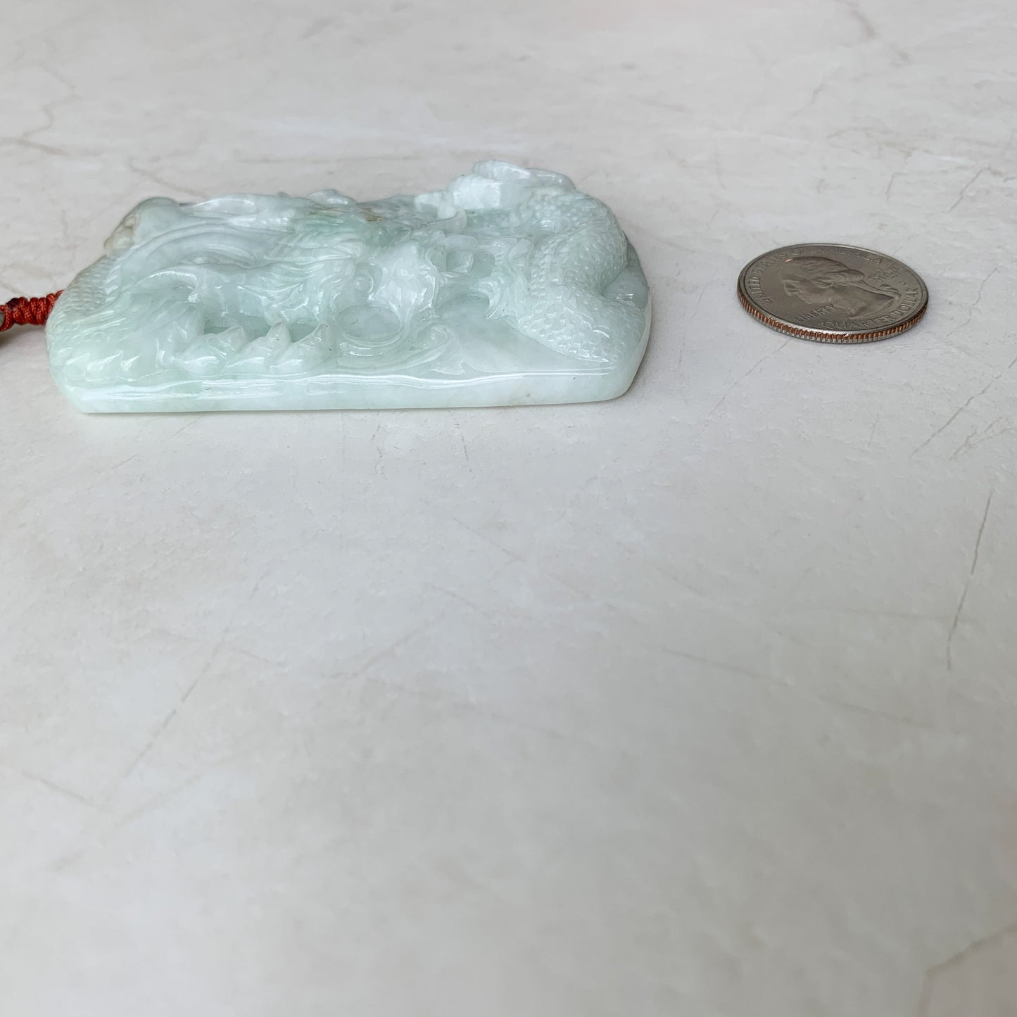 Large Jadeite Jade Dragon Chinese Zodiac Hand Carved Pendant Necklace, YJ-0321-0351384 - AriaDesignCollection