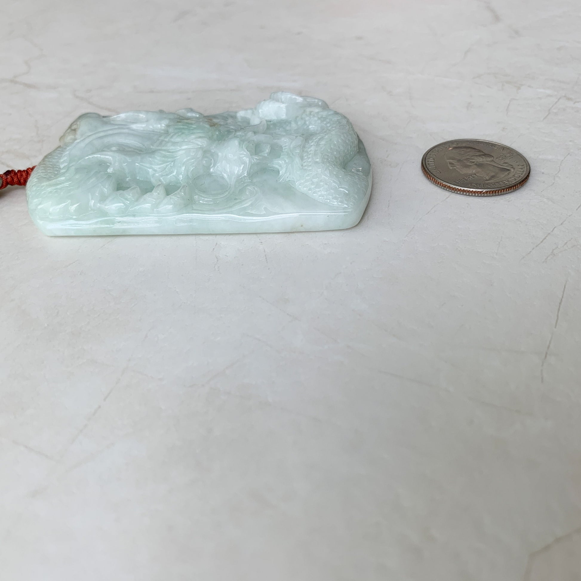 Large Jadeite Jade Dragon Chinese Zodiac Hand Carved Pendant Necklace, YJ-0321-0351384 - AriaDesignCollection