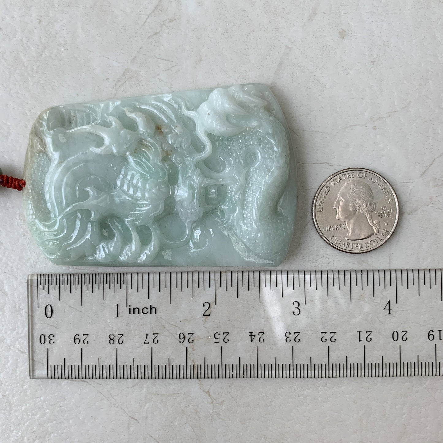 Large Jadeite Jade Dragon Chinese Zodiac Hand Carved Pendant Necklace, YJ-0321-0351384 - AriaDesignCollection