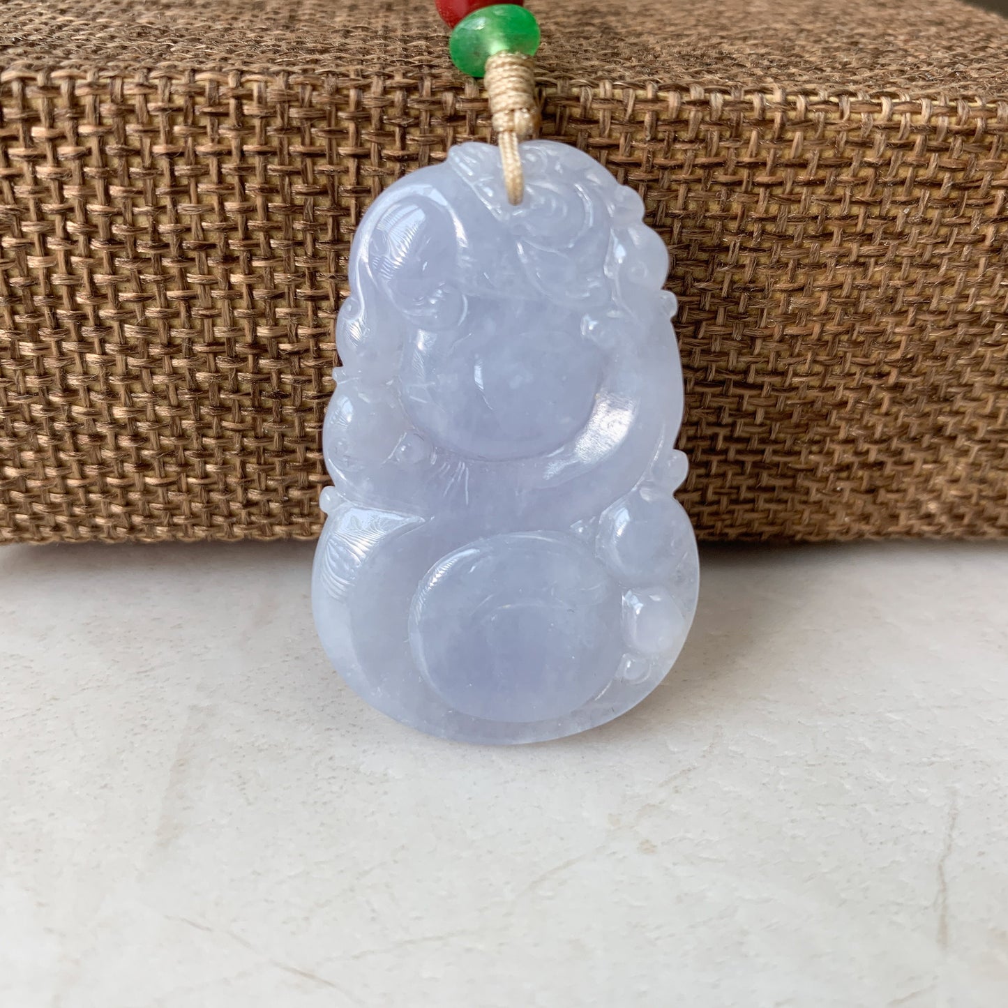 Purple Jadeite Jade Pi Xiu, Pixiu, 貔貅, Ruyi Calabash Stone Bottle Gourd Pendant Necklace, YW-0110-1646781816 - AriaDesignCollection