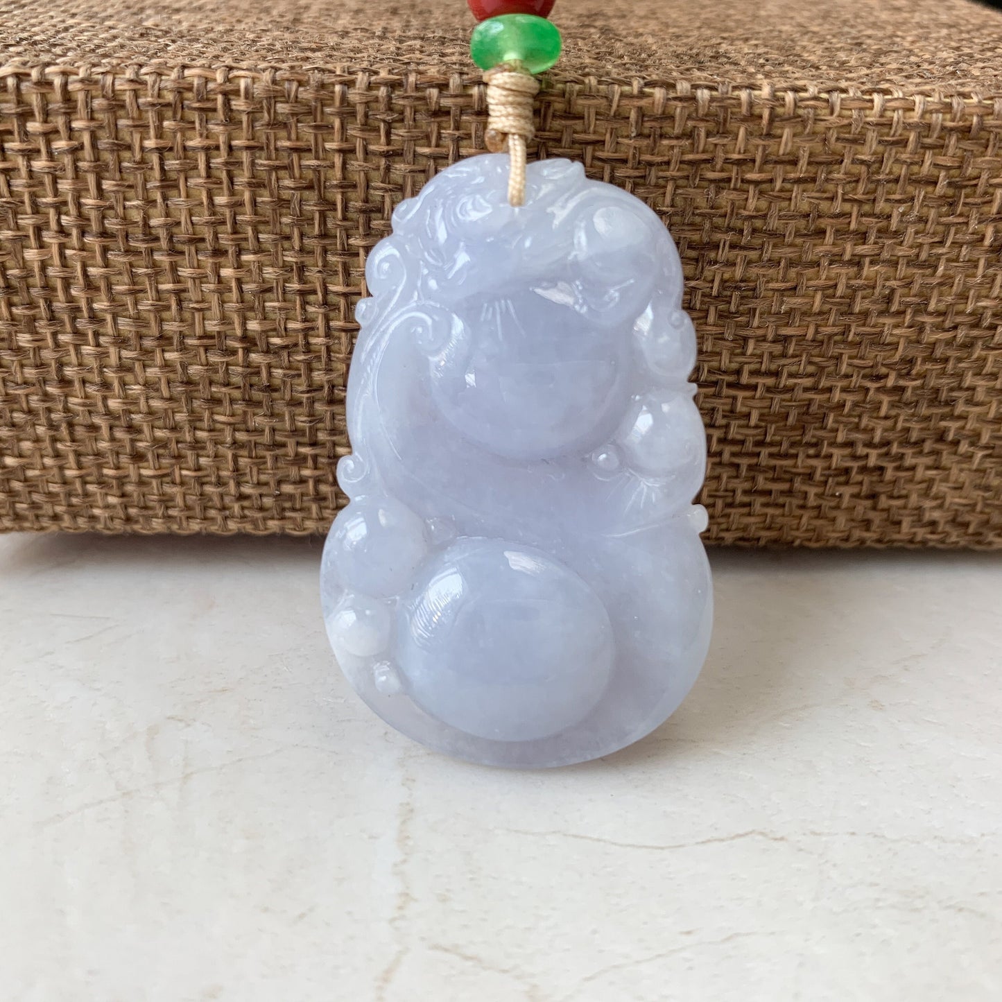 Purple Jadeite Jade Pi Xiu, Pixiu, 貔貅, Ruyi Calabash Stone Bottle Gourd Pendant Necklace, YW-0110-1646781816 - AriaDesignCollection