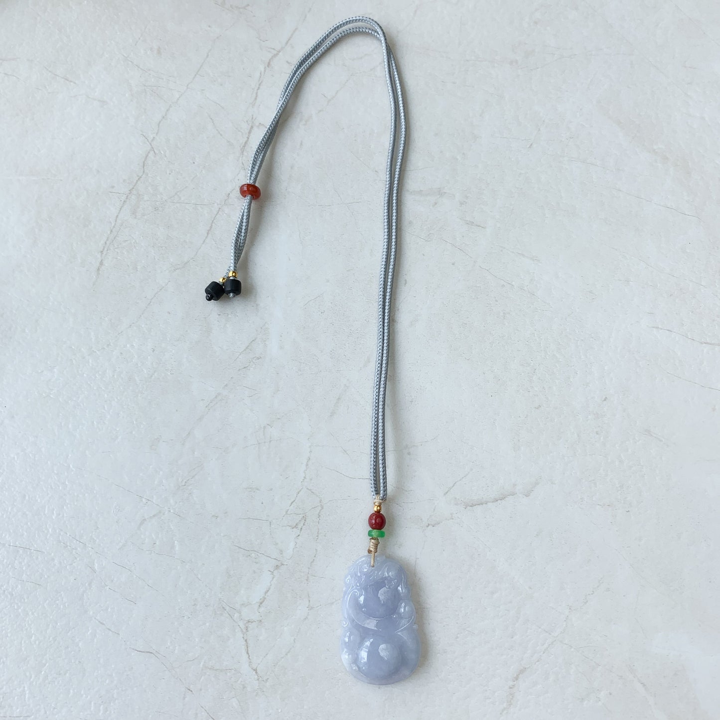 Purple Jadeite Jade Pi Xiu, Pixiu, 貔貅, Ruyi Calabash Stone Bottle Gourd Pendant Necklace, YW-0110-1646781816 - AriaDesignCollection
