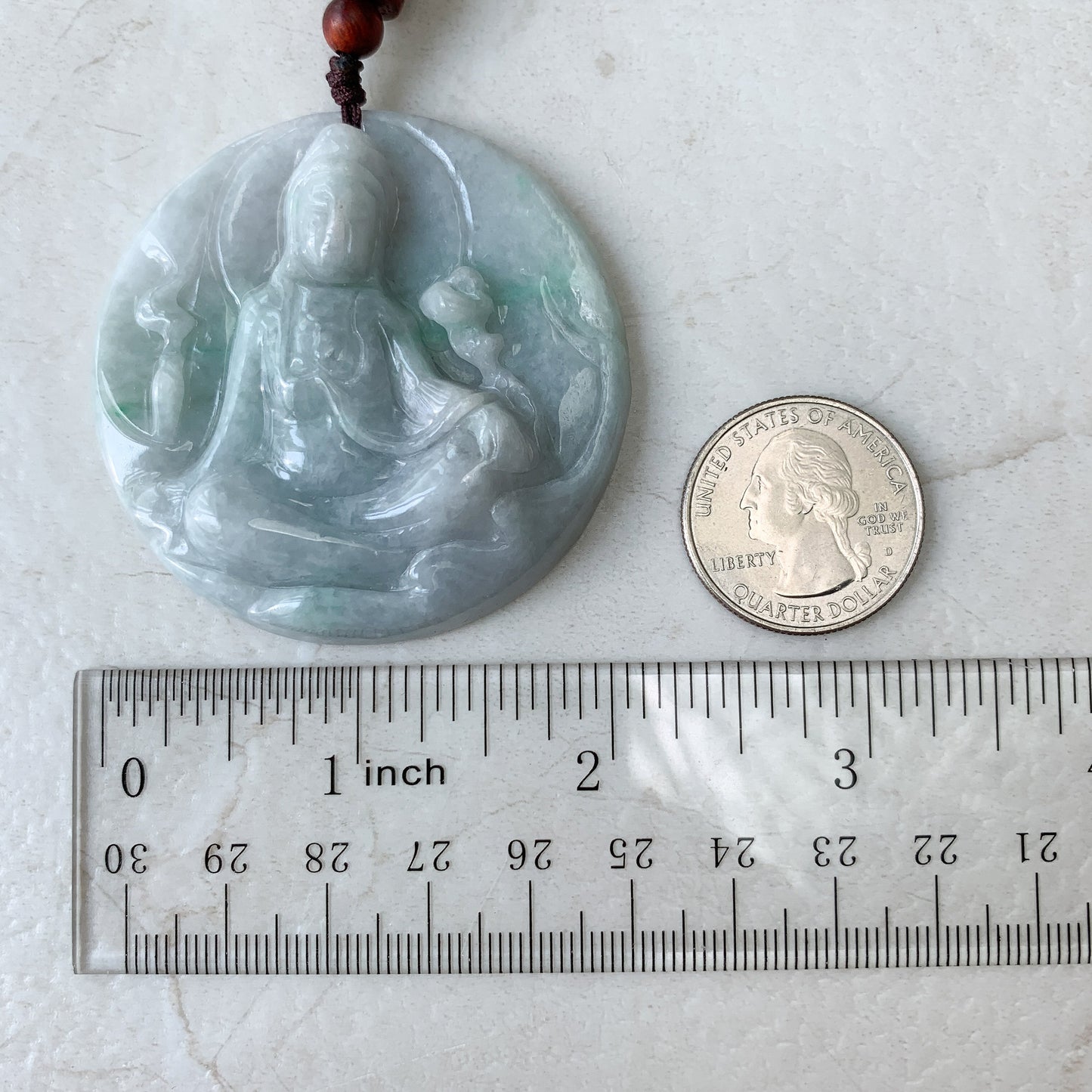 Large Jadeite Jade Guan Yin Avalokiteshvara Hand Carved Pendant Necklace, YJ-0321-0427195 - AriaDesignCollection
