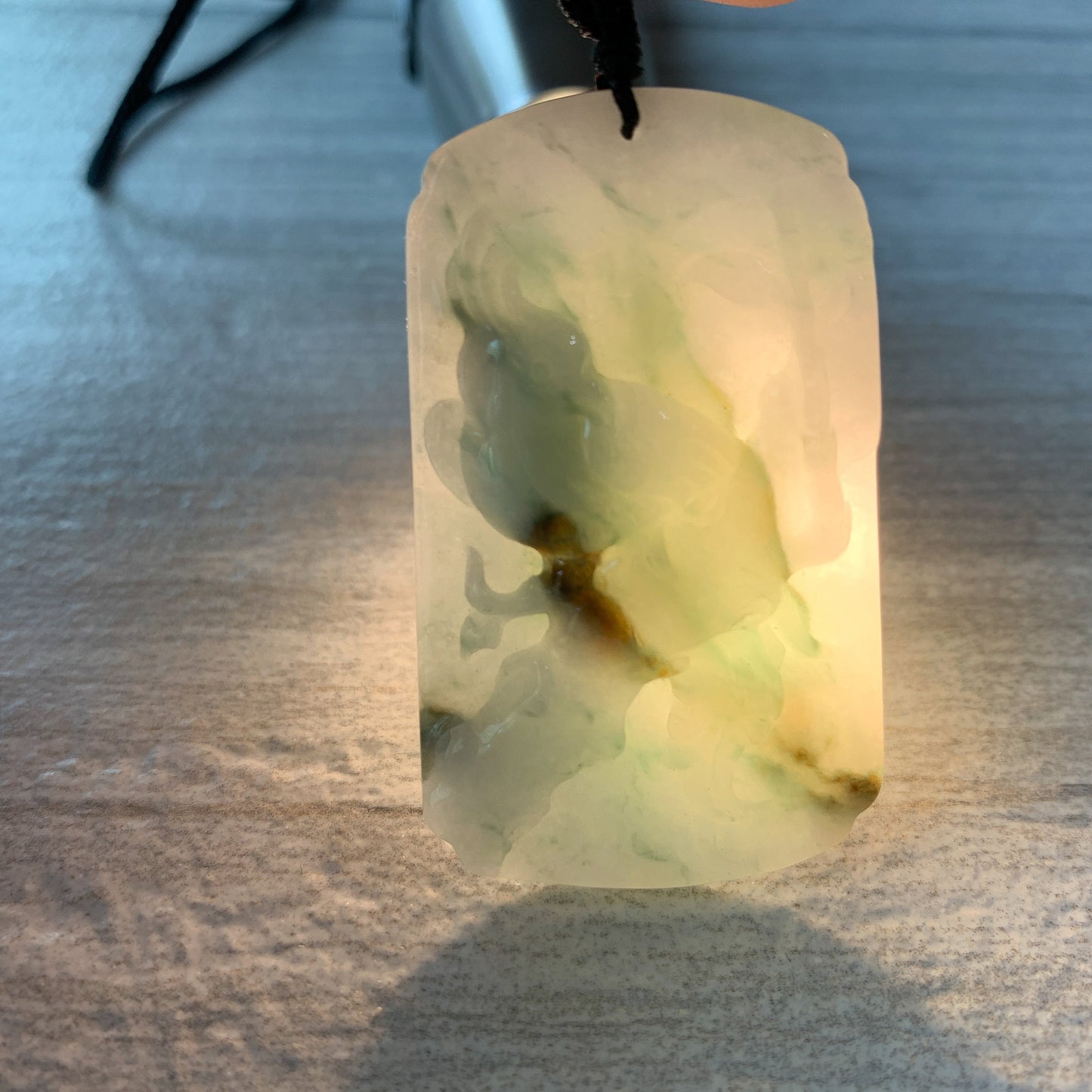Jadeite Jade Magpie Bird Plum Flower Carved Pendant, YJ-0321-0437900 - AriaDesignCollection
