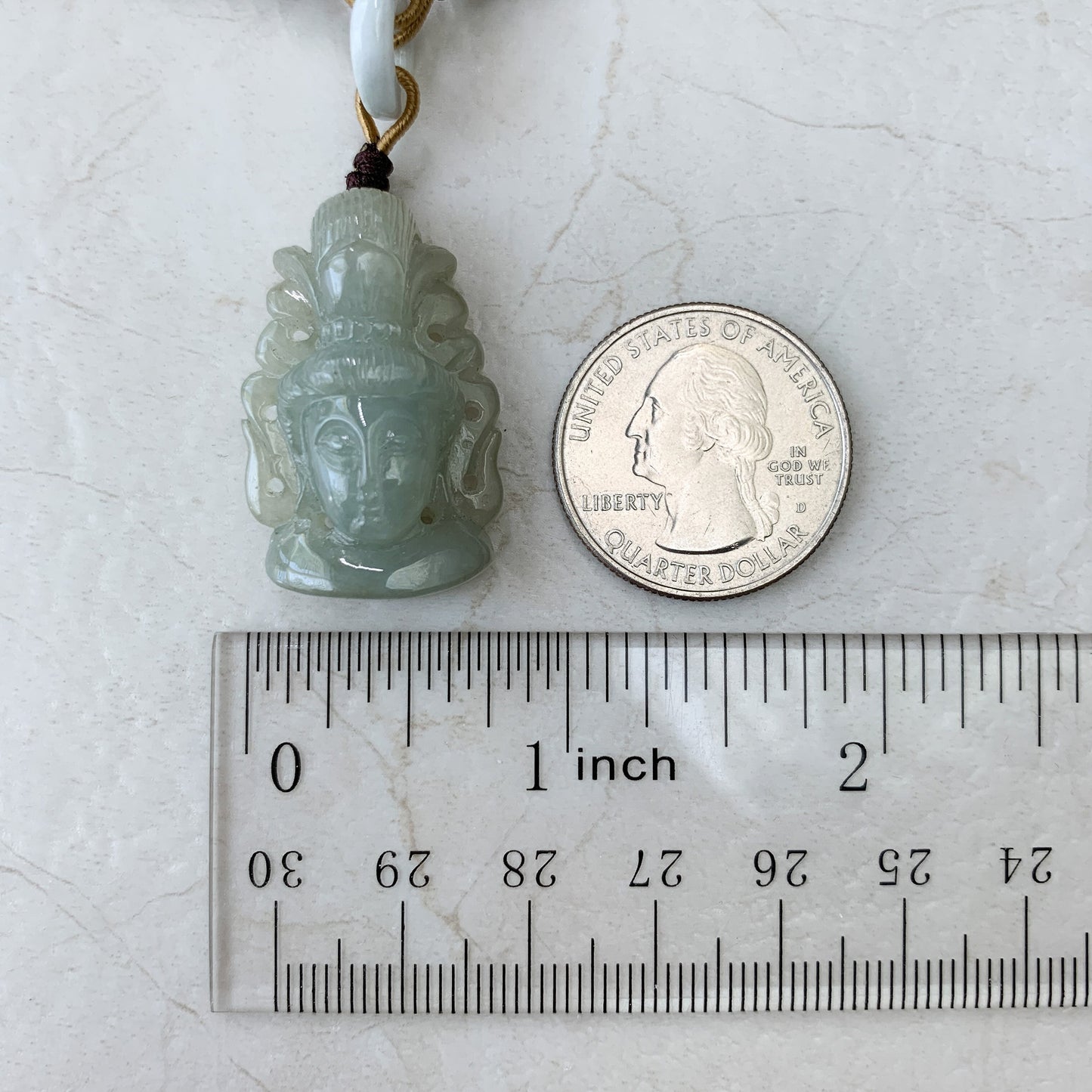 Jadeite Jade Guan Yin Avalokiteshvara Hand Carved Head Pendant, YW-0110-1646760457 - AriaDesignCollection