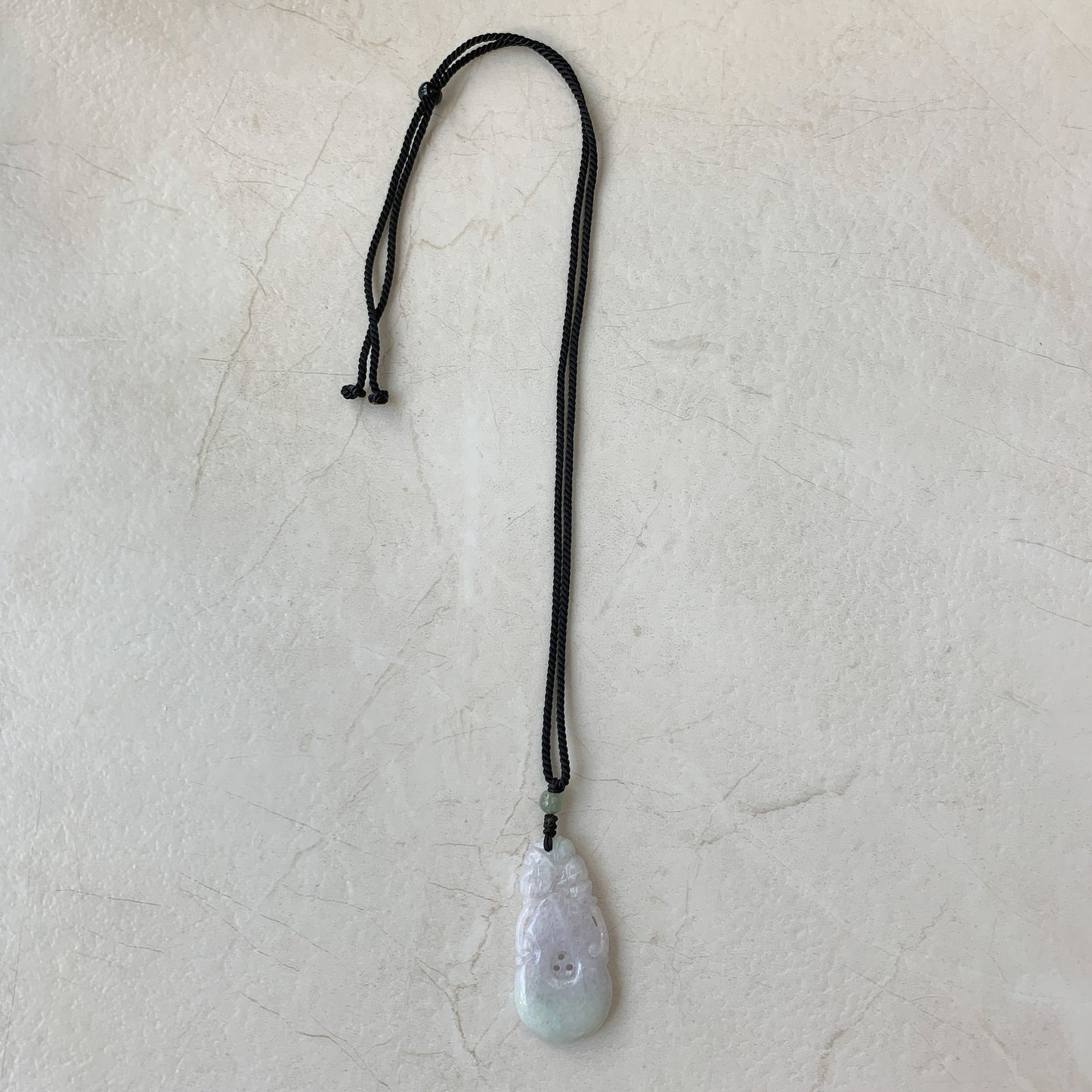 Rustic Light Purple Jadeite Jade Peach Carved Necklace, YW-0110-1646840318 - AriaDesignCollection