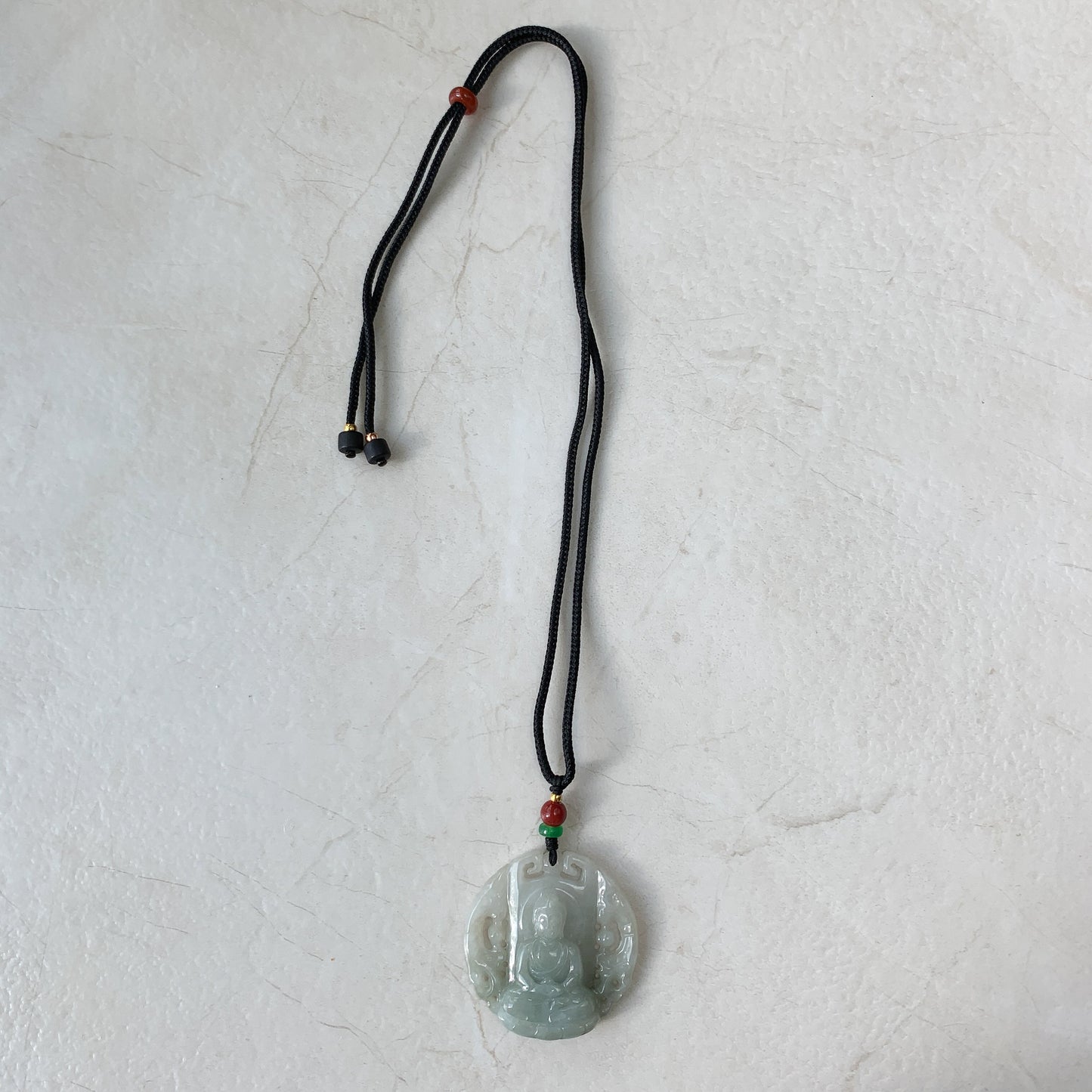 Jadeite Jade Vairocana Buddha Da Ri Ru Lai Carved Pendant Necklace, YJ-0321-0420064 - AriaDesignCollection