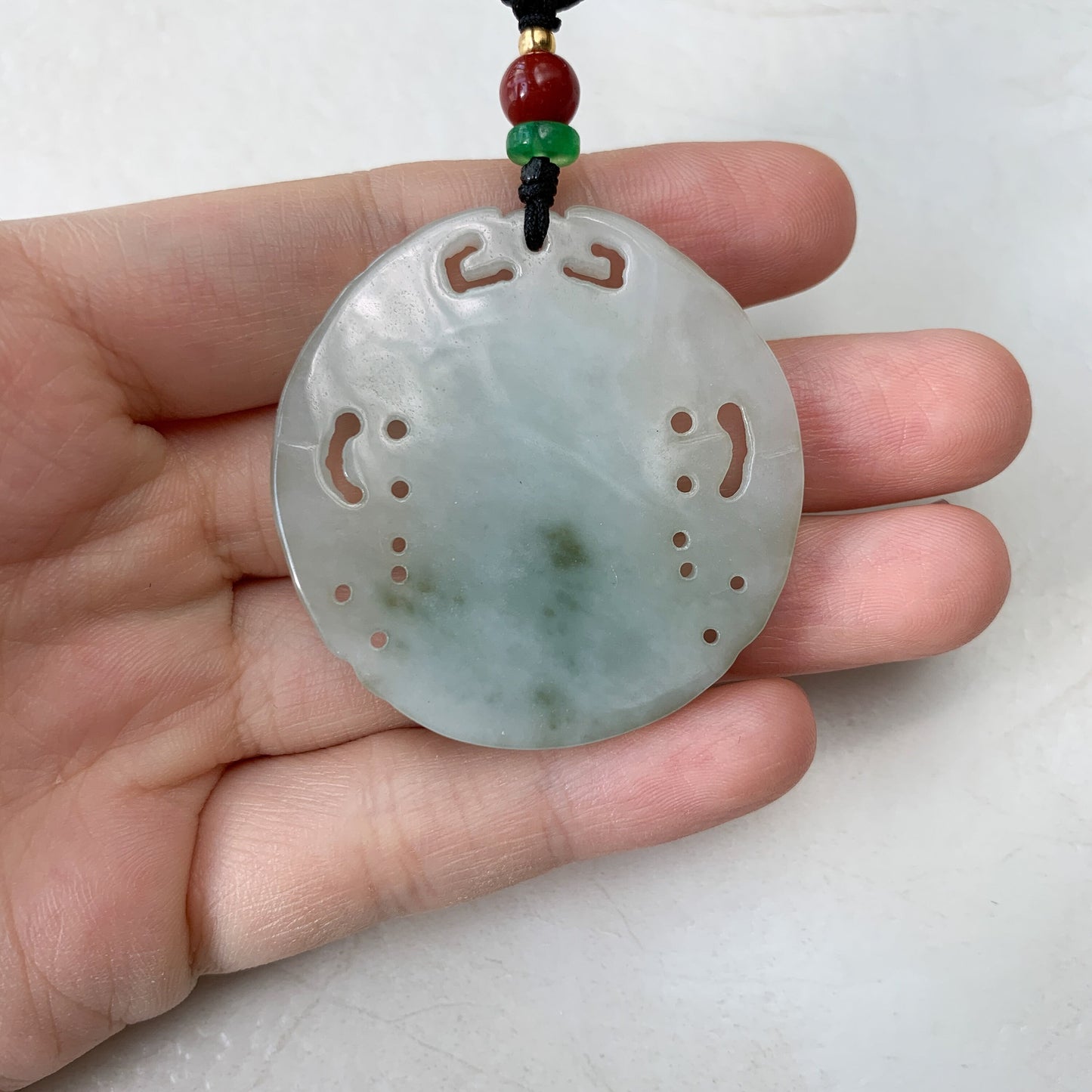 Jadeite Jade Vairocana Buddha Da Ri Ru Lai Carved Pendant Necklace, YJ-0321-0420064 - AriaDesignCollection