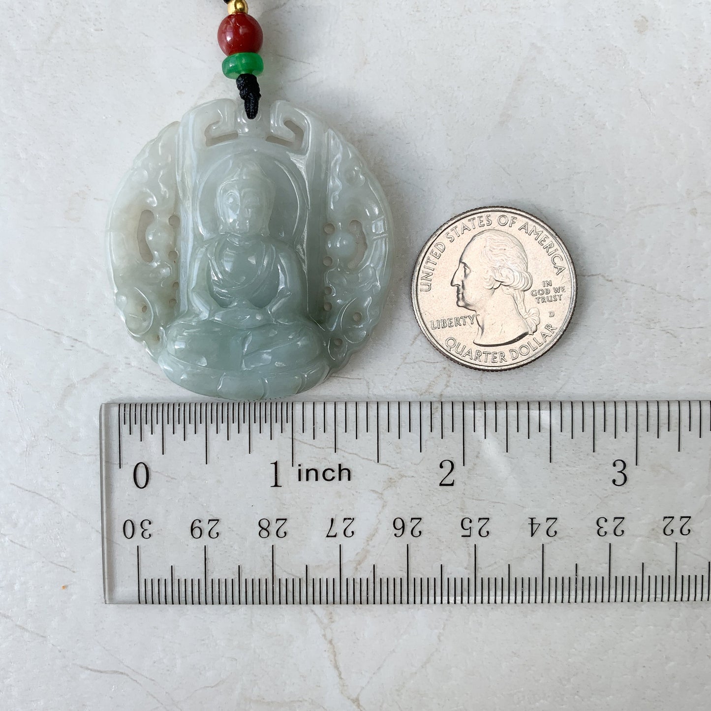 Jadeite Jade Vairocana Buddha Da Ri Ru Lai Carved Pendant Necklace, YJ-0321-0420064 - AriaDesignCollection