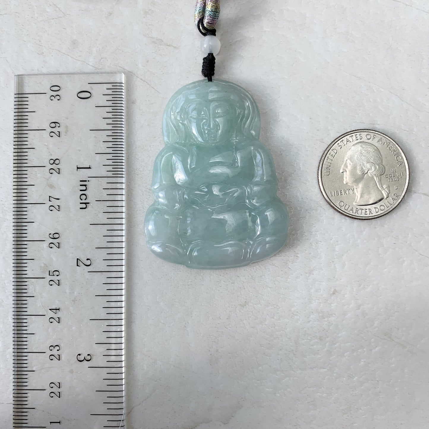 Jadeite Jade Guan Yin Avalokiteshvara Hand Carved Pendant Necklace, YJ-0321-0390692 - AriaDesignCollection