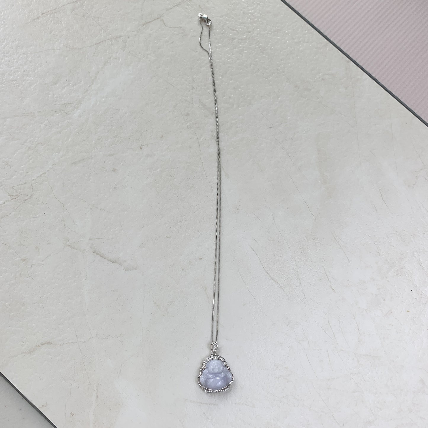 Purple Lavender Jadeite Jade Buddha Carved Pendant Sterling Silver Necklace, CZ-0621-1646867035 - AriaDesignCollection