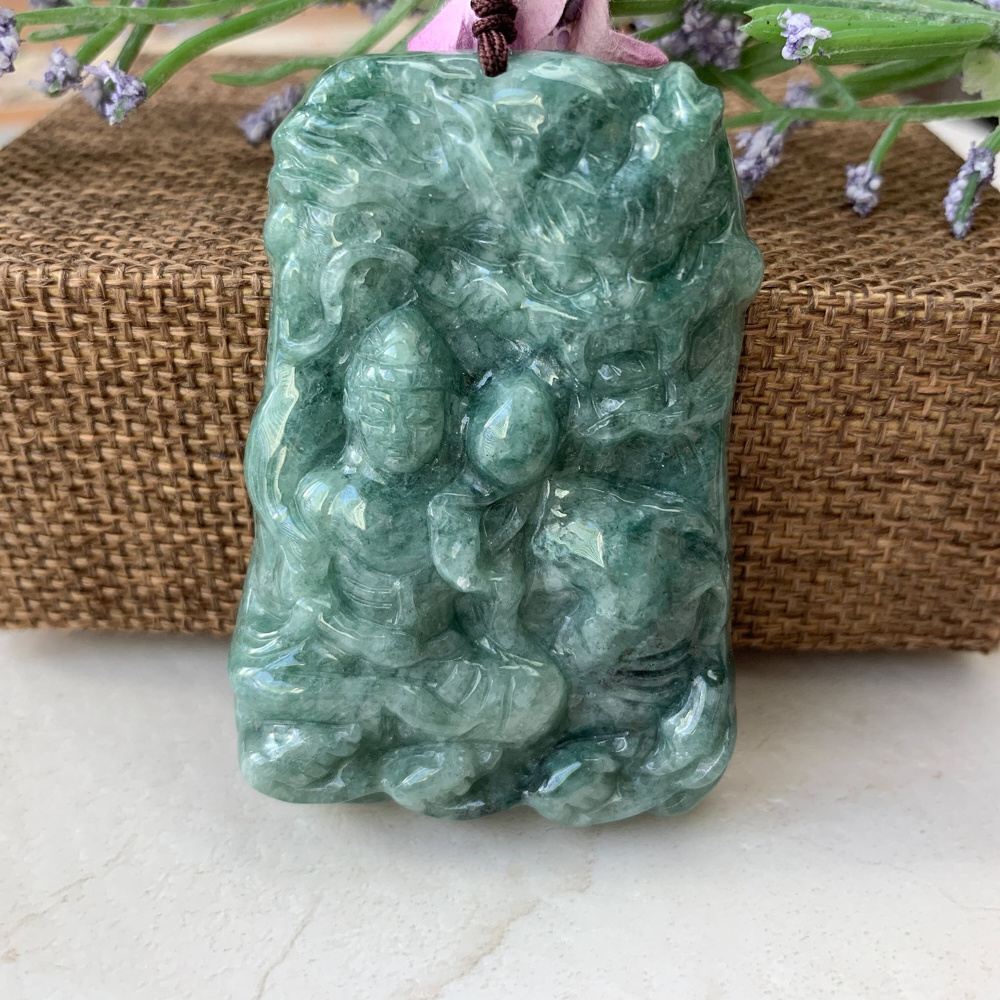 Green Jadeite Jade Dragon Protecting Master Necklace, YJ-0321-0438820 - AriaDesignCollection