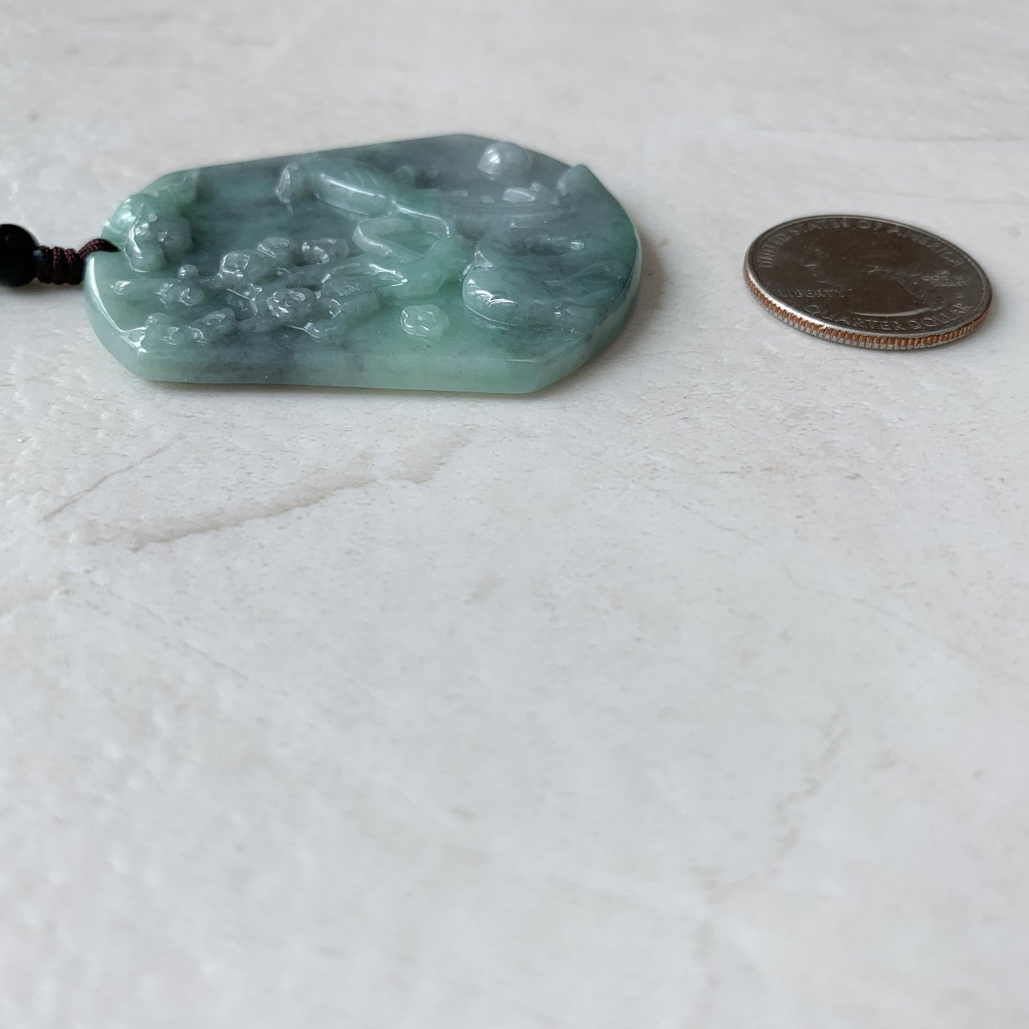 Jadeite Jade Magpie Bird Plum Flower Carved Pendant, YJ-0321-0376955 - AriaDesignCollection