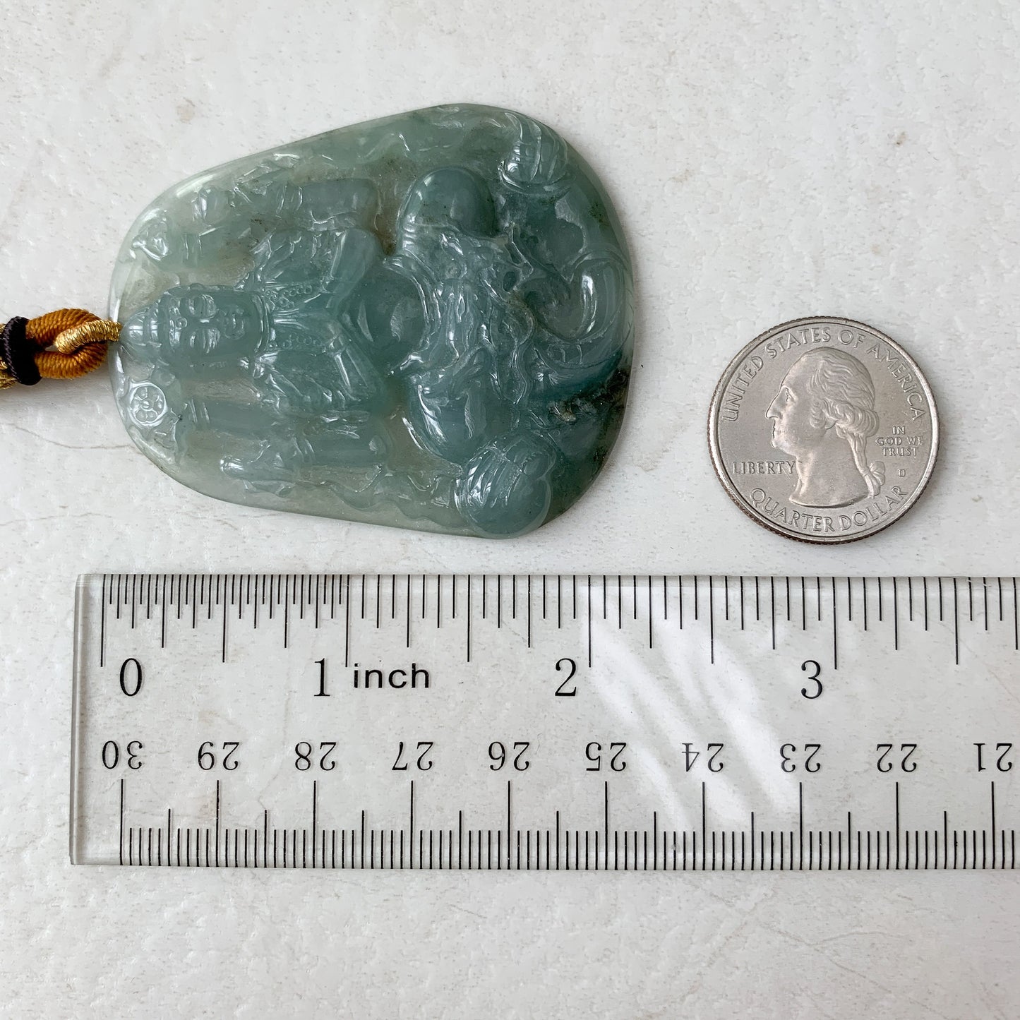 Jadeite Jade Guan Yin Avalokiteshvara Thousand Hands Carved Pendant Necklace, YJ-0321-0420066 - AriaDesignCollection