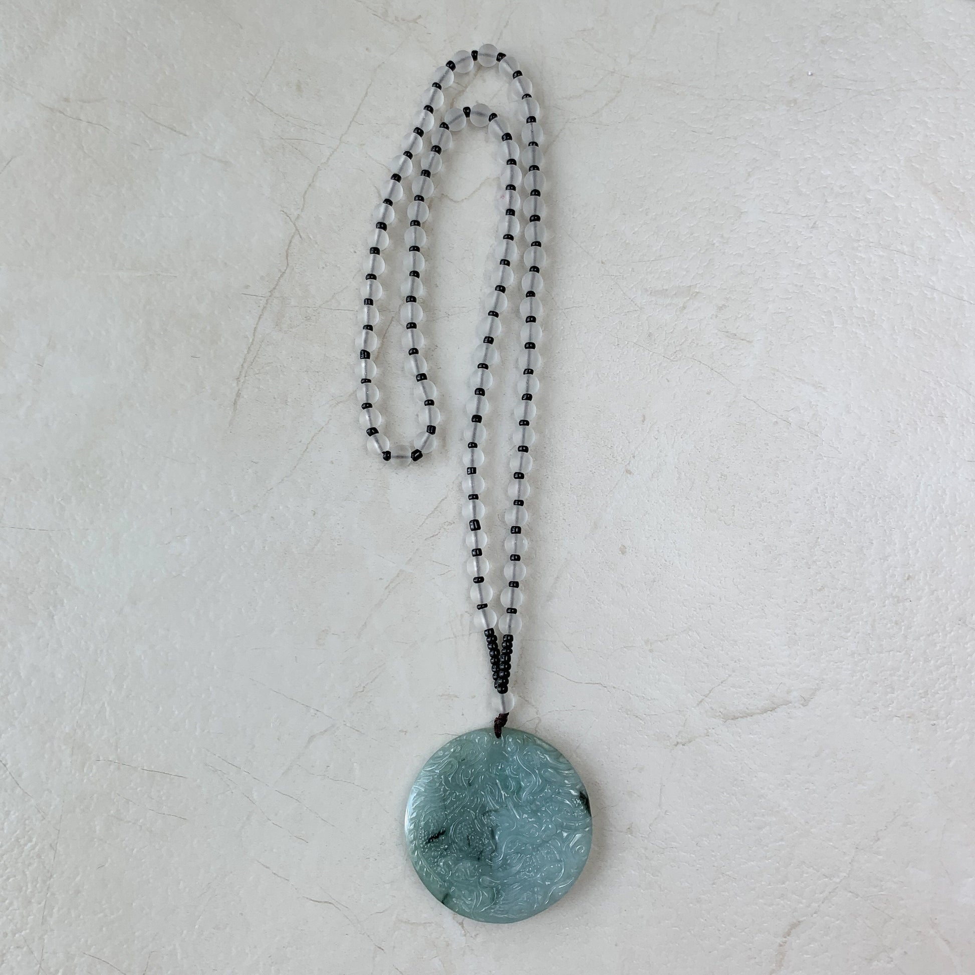 9 Dragon Jadeite Jade Chinese Zodiac Hand Carved Pendant Necklace, YJ-0321-0390680 - AriaDesignCollection