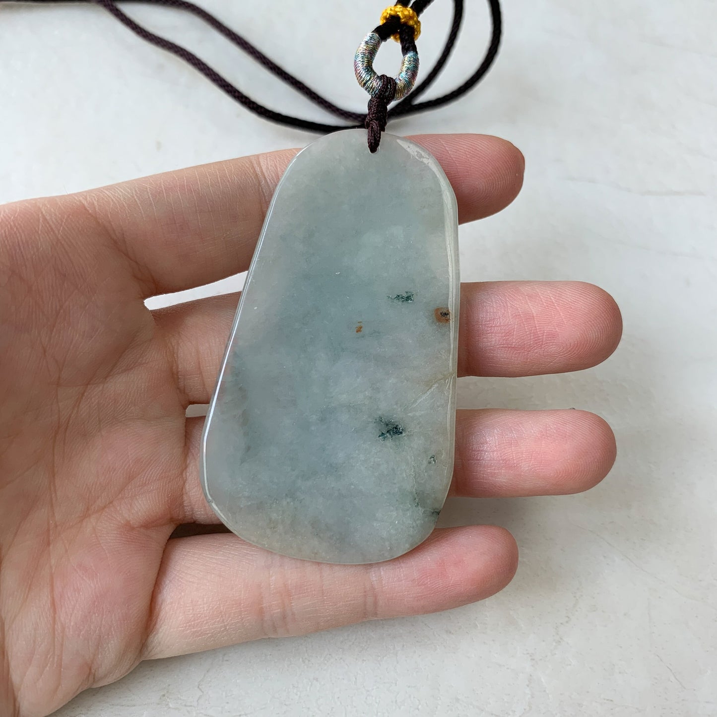 Jadeite Jade Guan Yu Guan Gong Carved Pendant Necklace, YJ-0321-0322421 - AriaDesignCollection
