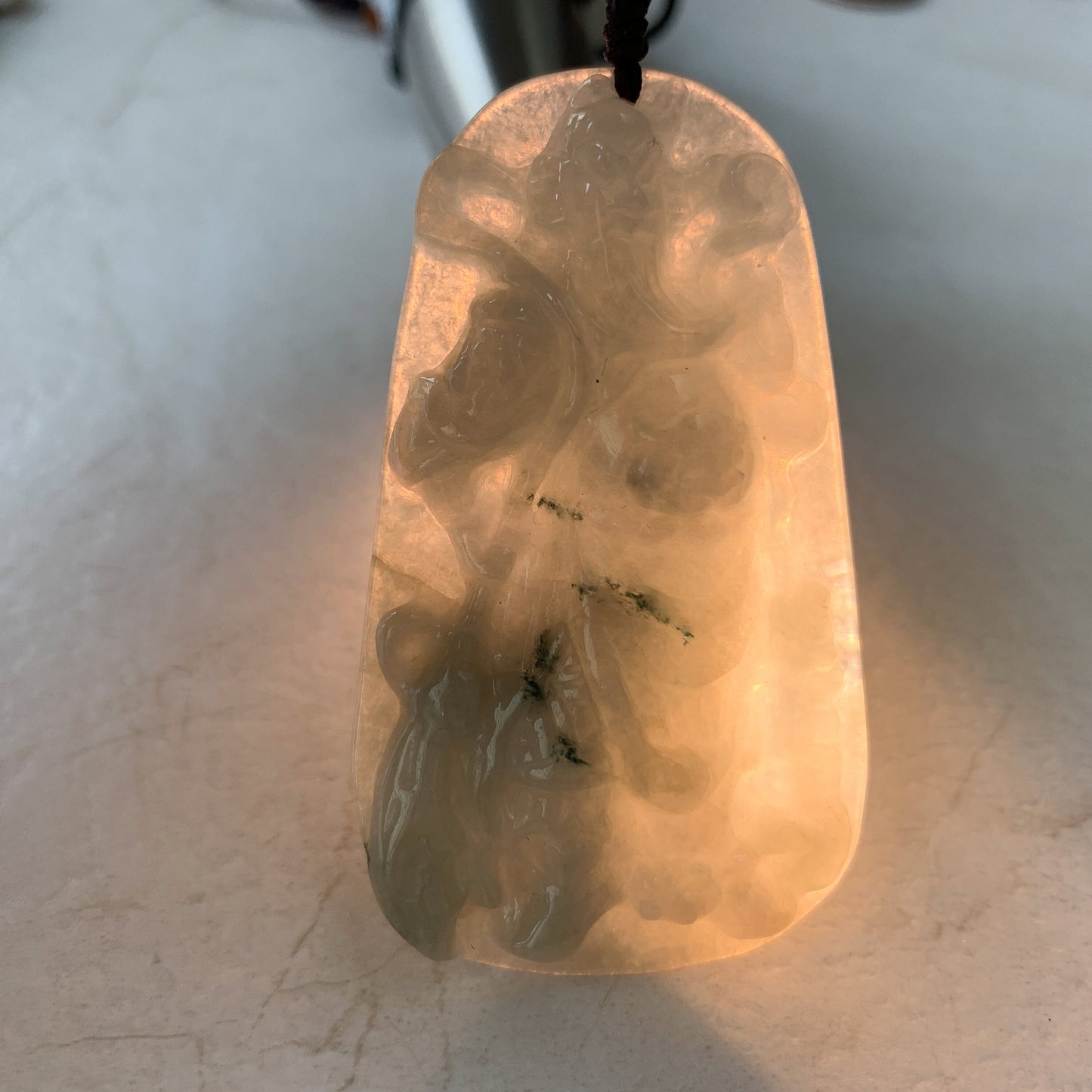 Jadeite Jade Guan Yu Guan Gong Carved Pendant Necklace, YJ-0321-0322421 - AriaDesignCollection