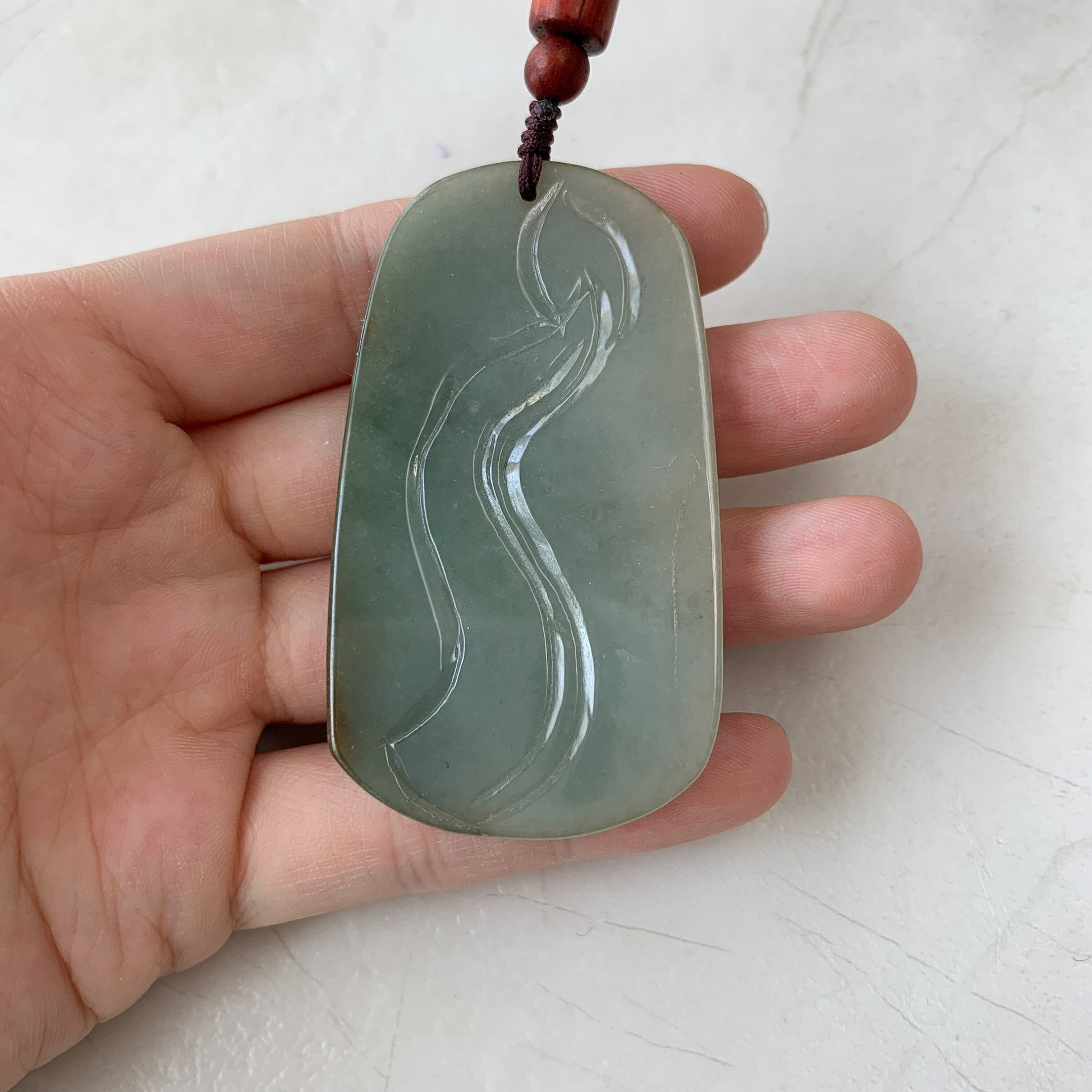 Jadeite Jade Dragon Chinese Zodiac Hand Carved Pendant Necklace, YJ-0321-0470386 - AriaDesignCollection