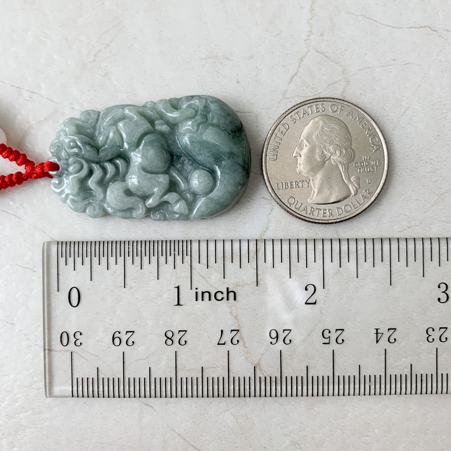 Horse Jadeite Chinese Zodiac Rustic Carved Pendant Necklace, YW-0110-1646804429 - AriaDesignCollection