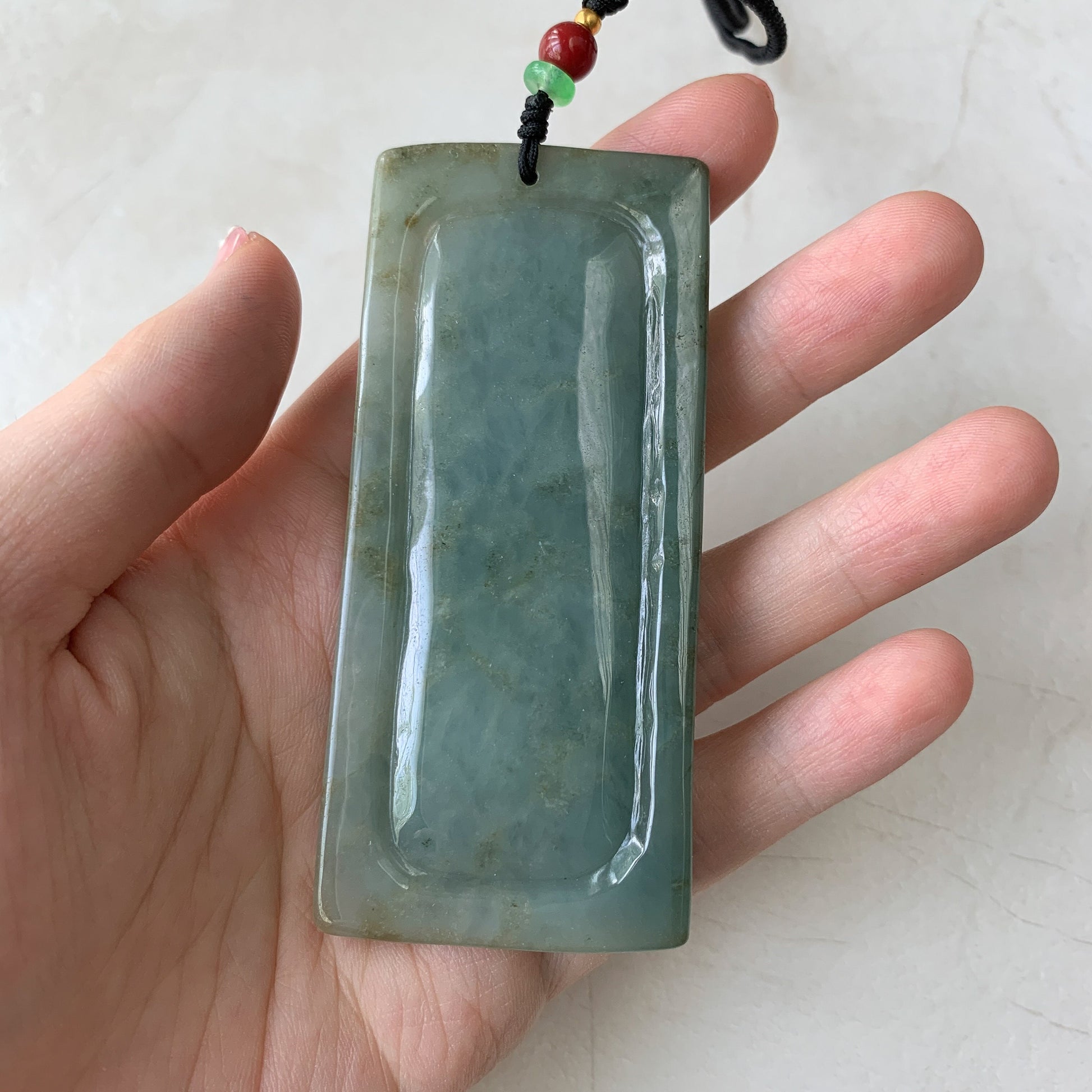 Large Jadeite Jade Dragon Chinese Zodiac Hand Carved Pendant Necklace, YJ-0321-0333009 - AriaDesignCollection