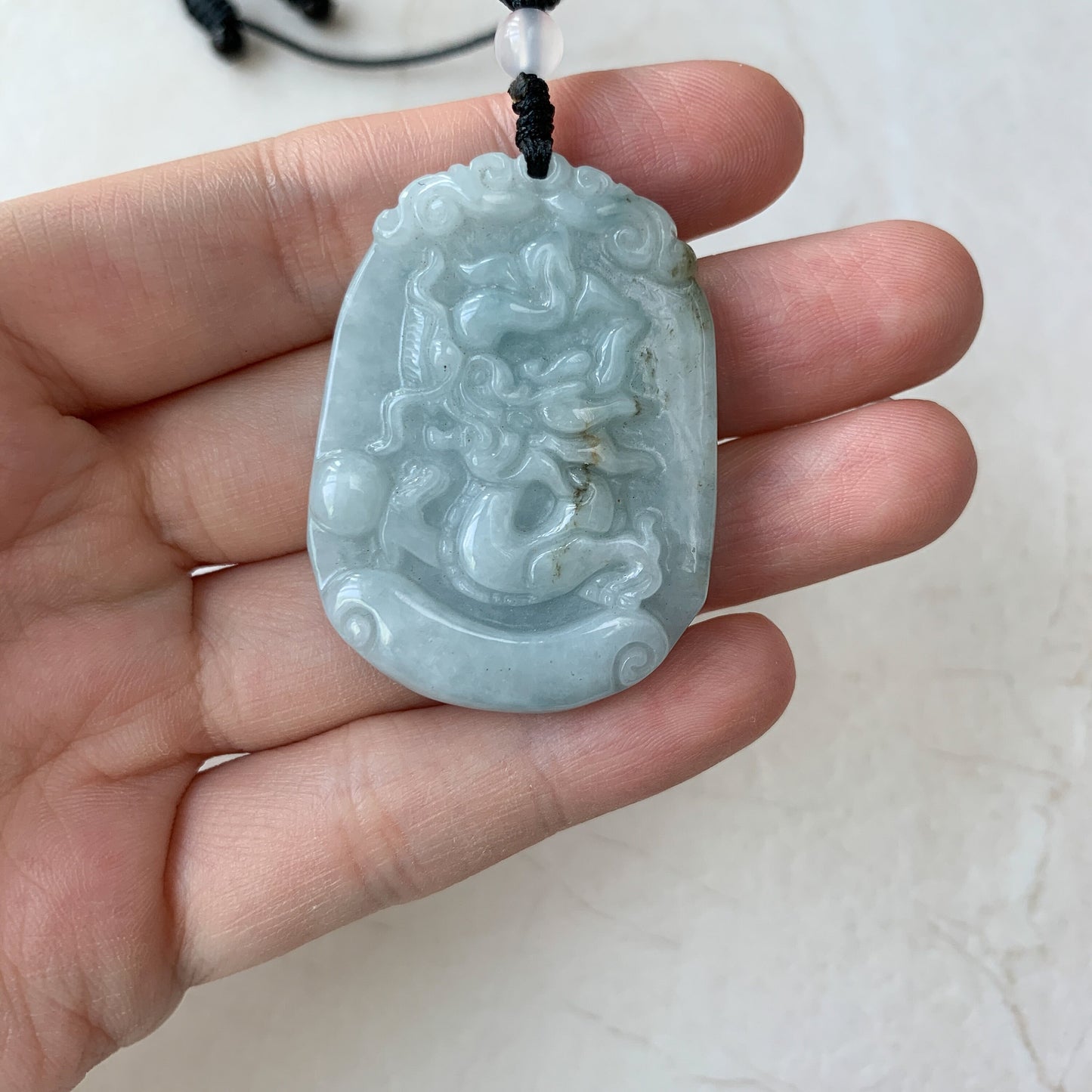 Jadeite Jade Dragon Chinese Zodiac Hand Carved Pendant Necklace, YW-0110-1646799827 - AriaDesignCollection