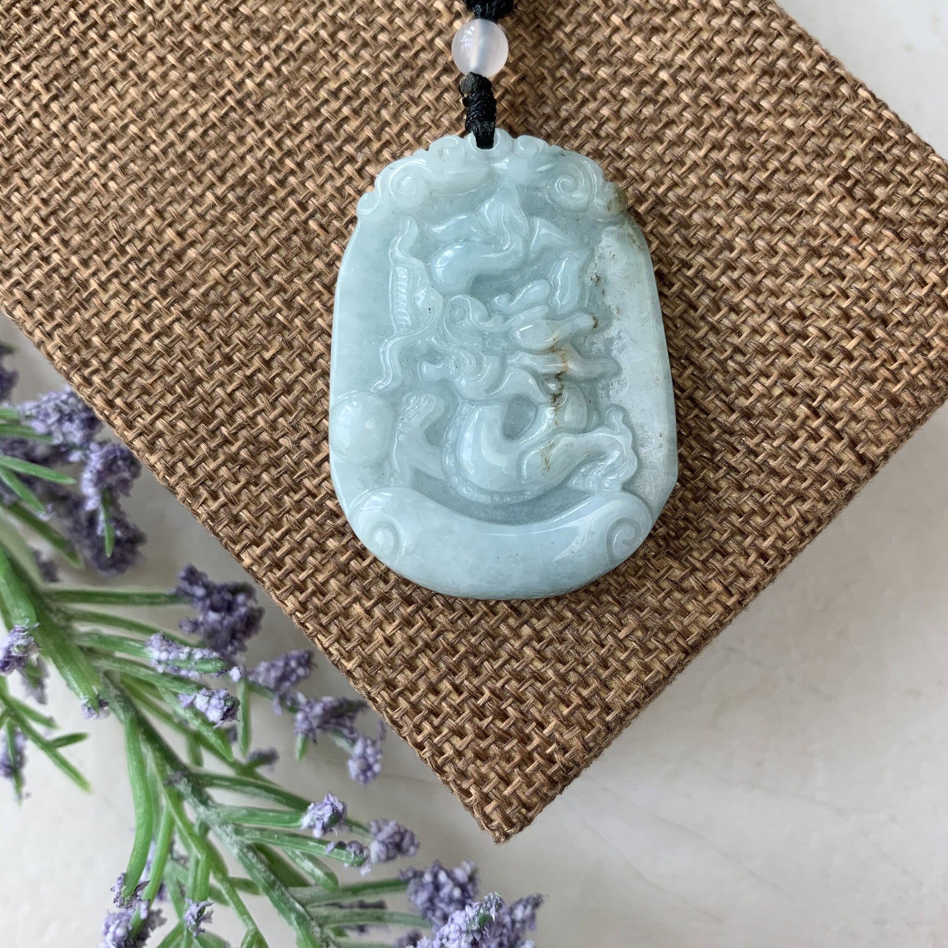 Jadeite Jade Dragon Chinese Zodiac Hand Carved Pendant Necklace, YW-0110-1646799827 - AriaDesignCollection