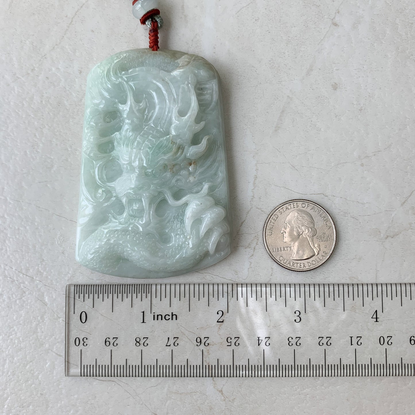 Large Jadeite Jade Dragon Chinese Zodiac Hand Carved Pendant Necklace, YJ-0321-0351384 - AriaDesignCollection