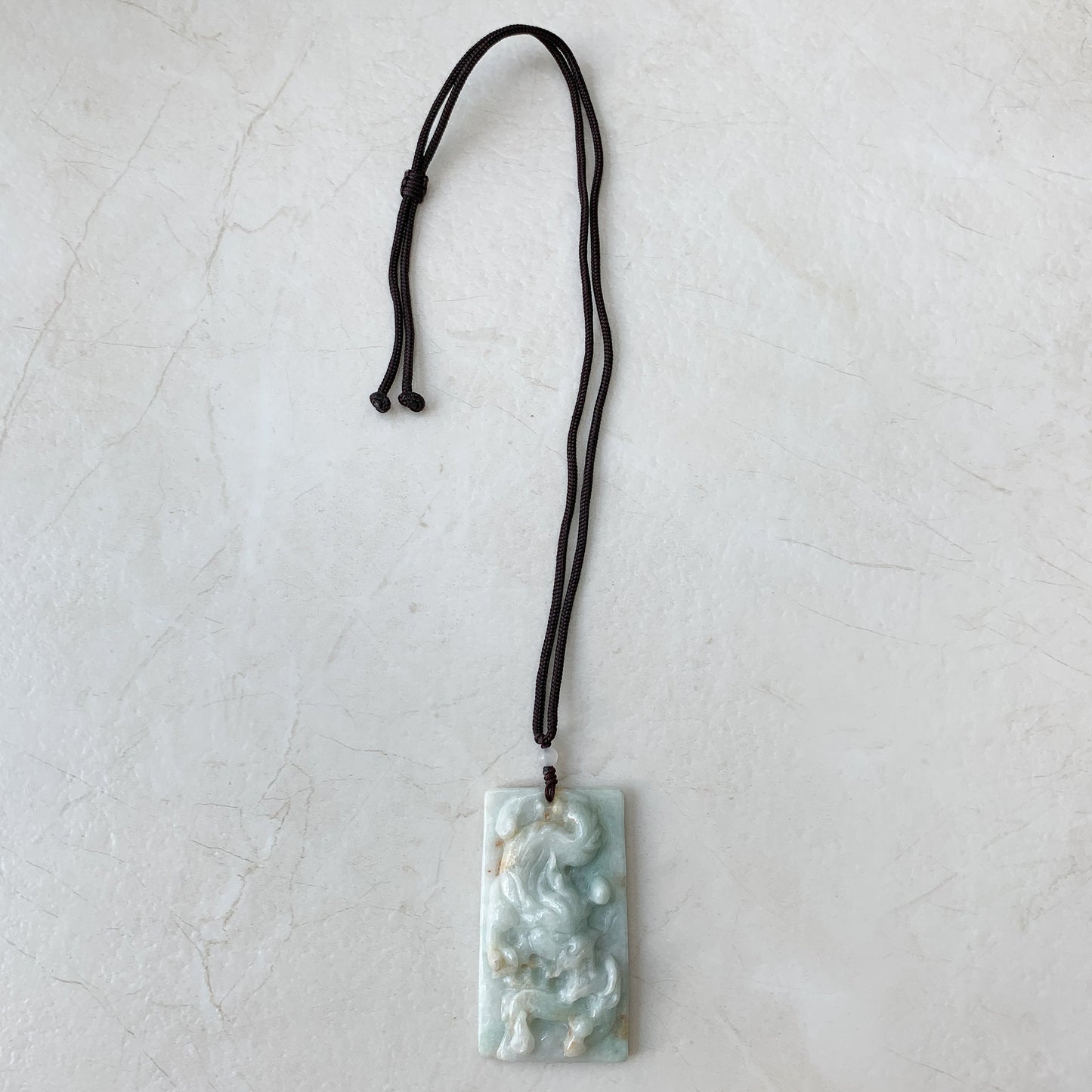 Rustic Style Jadeite Jade Dragon Chinese Zodiac Hand Carved Pendant Necklace, YJ-0321-0425727 - AriaDesignCollection