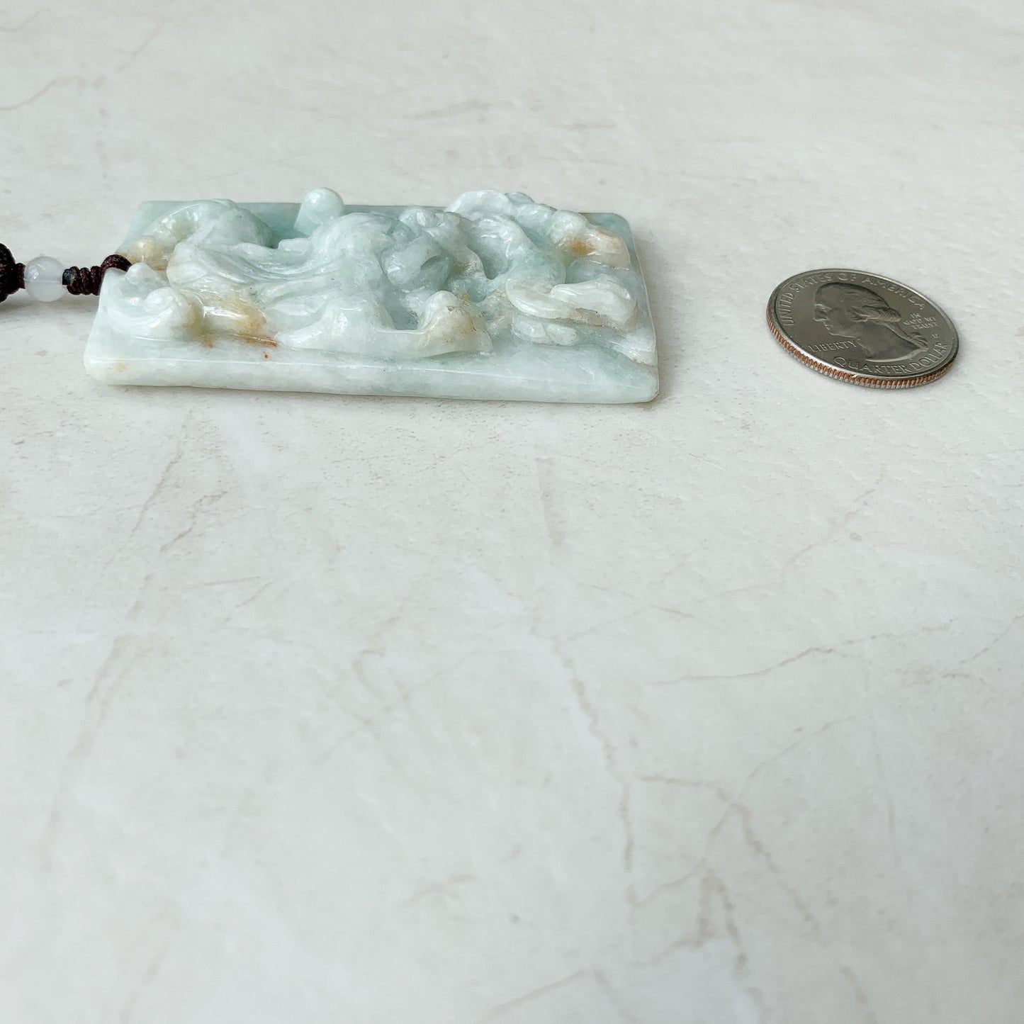 Rustic Style Jadeite Jade Dragon Chinese Zodiac Hand Carved Pendant Necklace, YJ-0321-0425727 - AriaDesignCollection