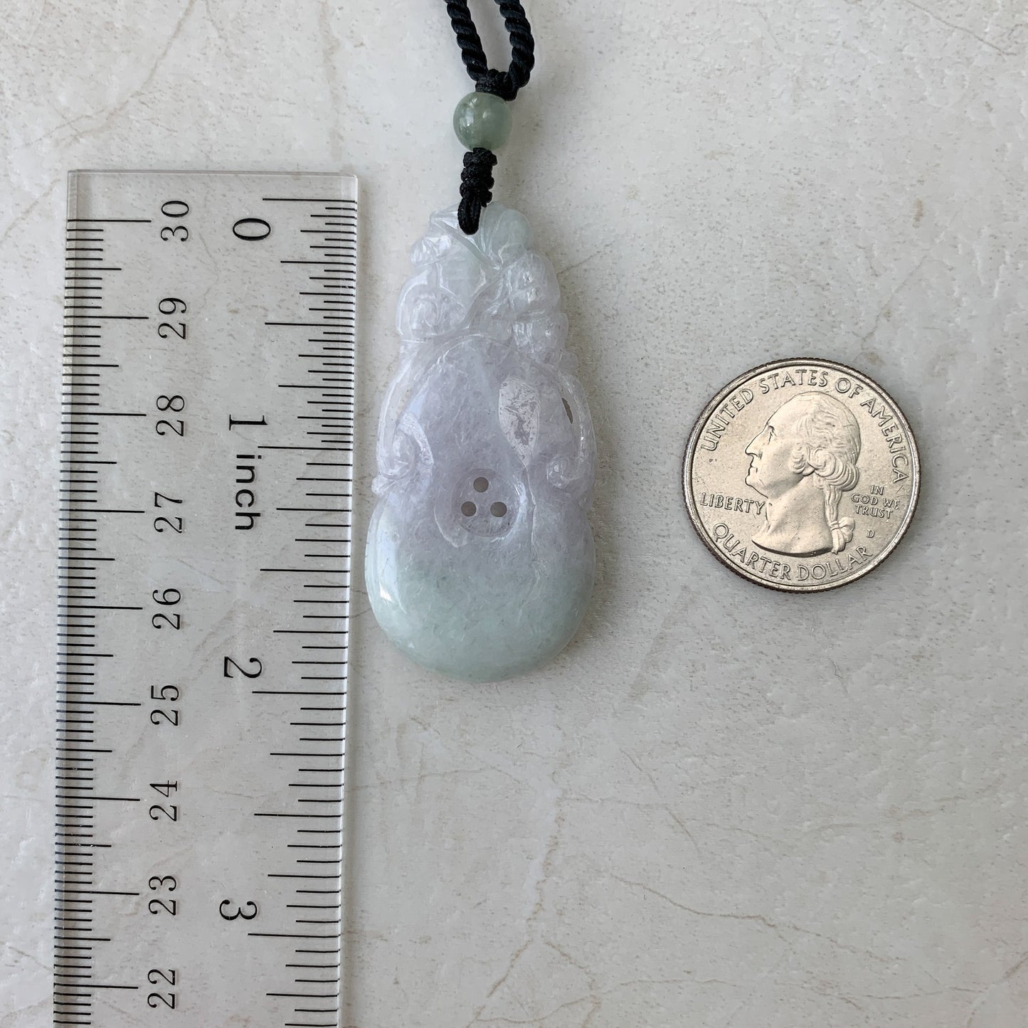 Rustic Light Purple Jadeite Jade Peach Carved Necklace, YW-0110-1646840318 - AriaDesignCollection