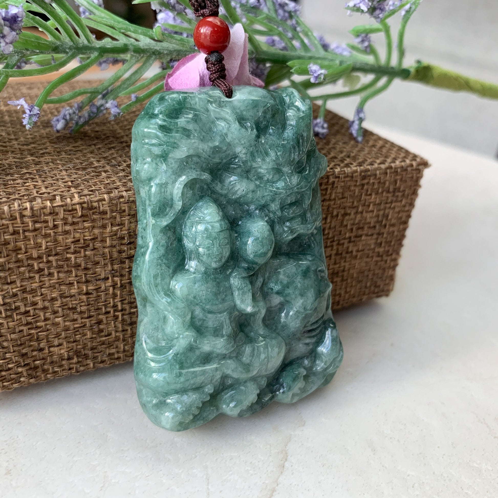 Green Jadeite Jade Dragon Protecting Master Necklace, YJ-0321-0438820 - AriaDesignCollection