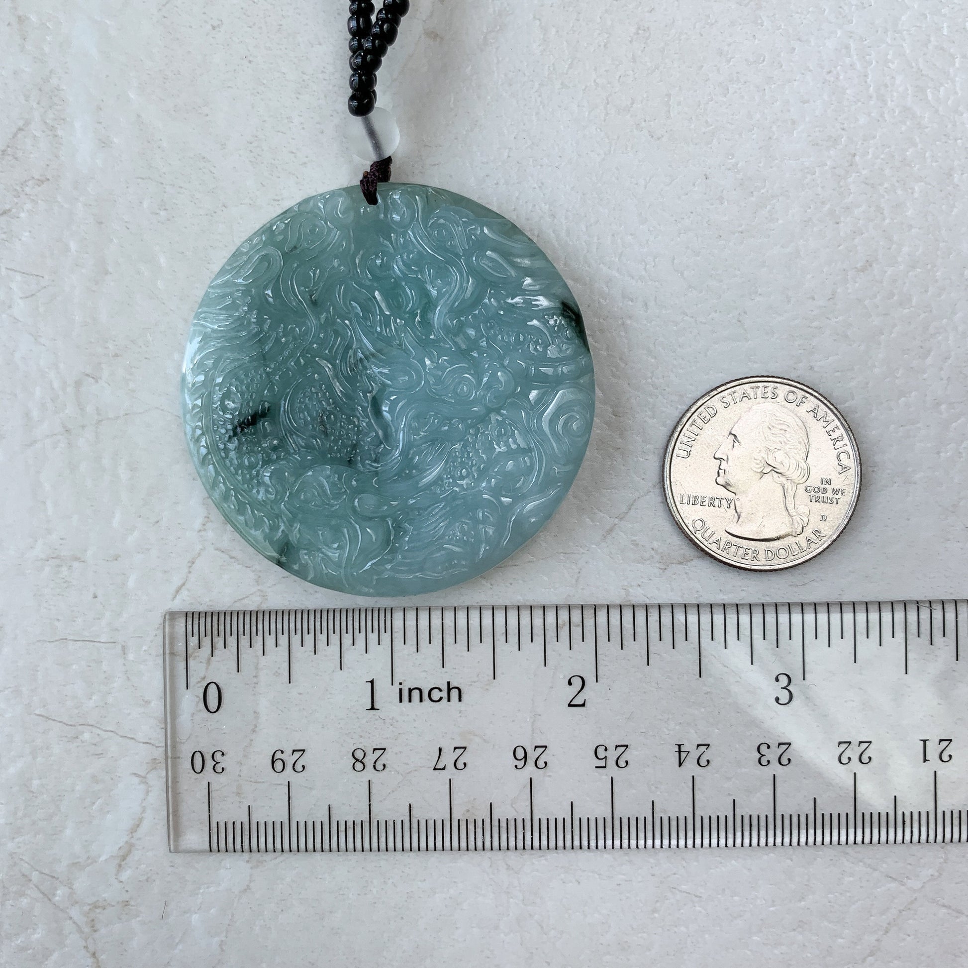9 Dragon Jadeite Jade Chinese Zodiac Hand Carved Pendant Necklace, YJ-0321-0390680 - AriaDesignCollection