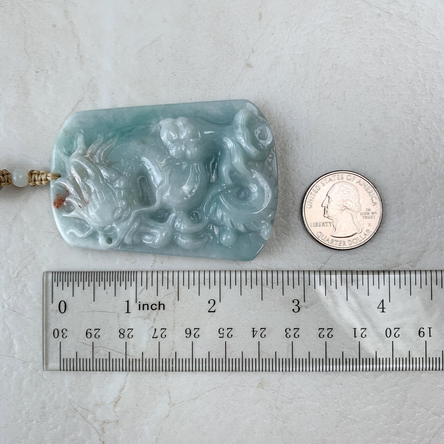 Large Jadeite Jade Dragon Chinese Zodiac Hand Carved Pendant Necklace, YJ-0321-0447038 - AriaDesignCollection