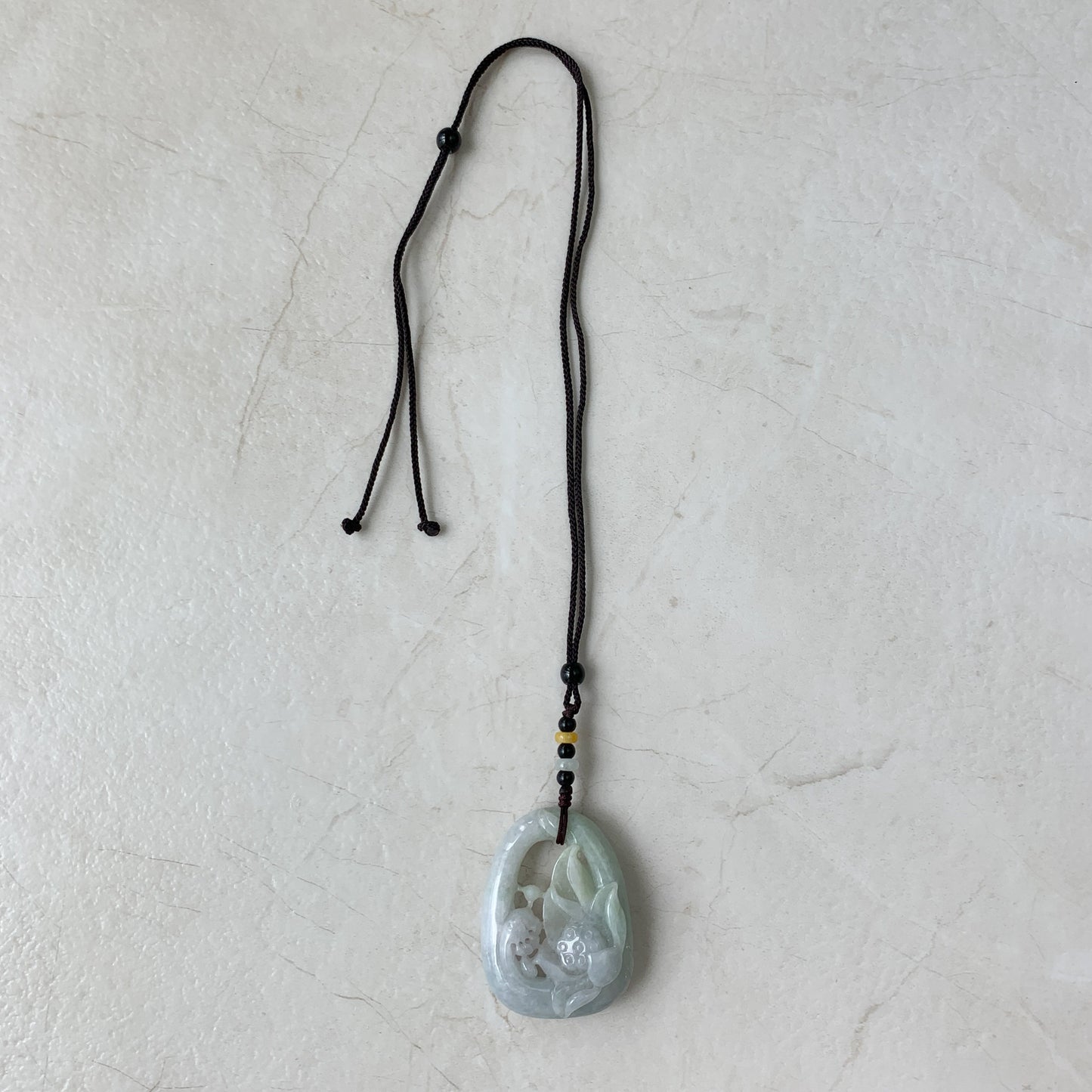 Jadeite Jade Lotus Flower Hand Carved Necklace, YJ-0321-0430260 - AriaDesignCollection